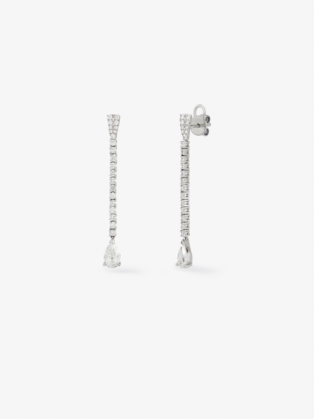 Pendientes de oro blanco de 18K con diamantes en talla pera y brillante de 1,72 cts