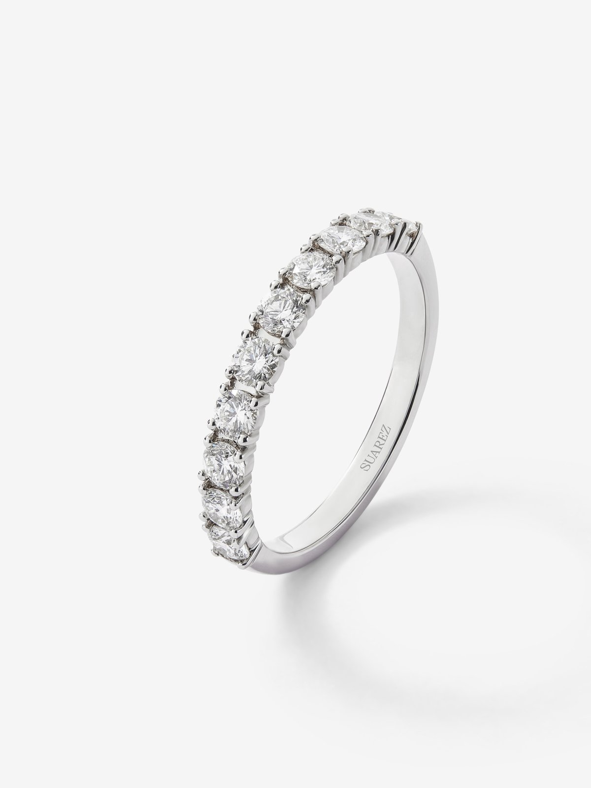 Half ring in 18K white gold with 10 brilliant-cut diamonds with a total of 0.74 cts