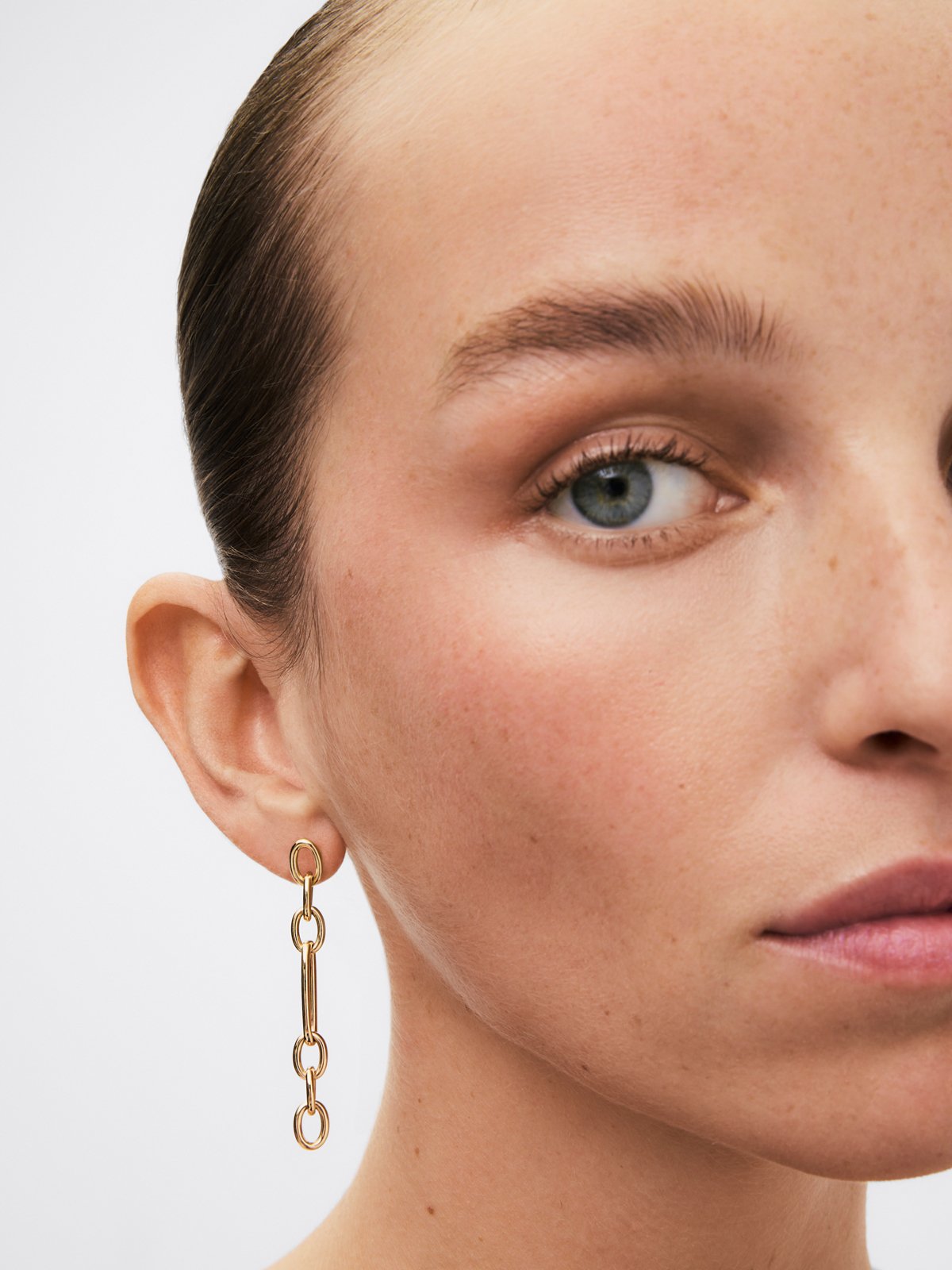 18K Yellow Gold Forza Link Long Earrings