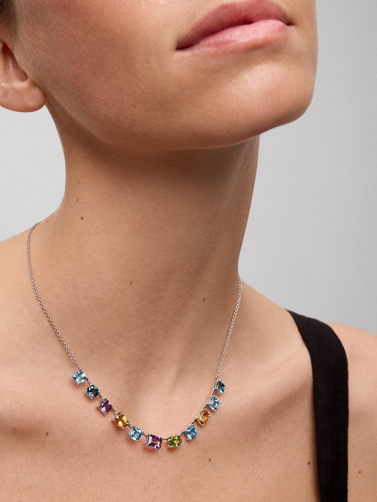 Colgante grande de plata 925 con gemas multicolor