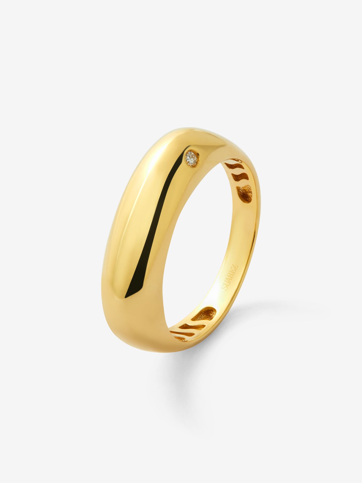 Anillo de oro amarillo de 18K con diamante en talla brillante de 0,01 cts