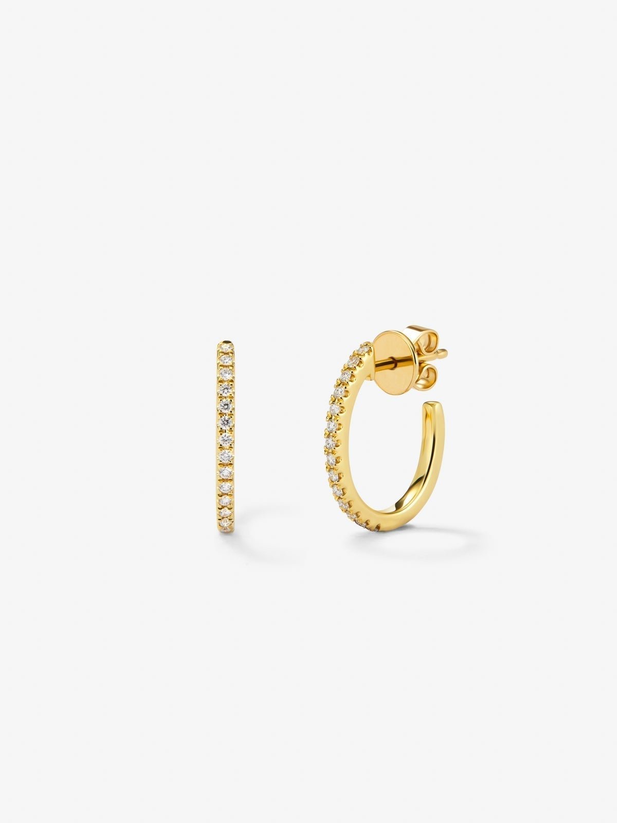 18K yellow gold hoop earrings with 28 brilliant-cut diamonds with a total of 0.22 cts