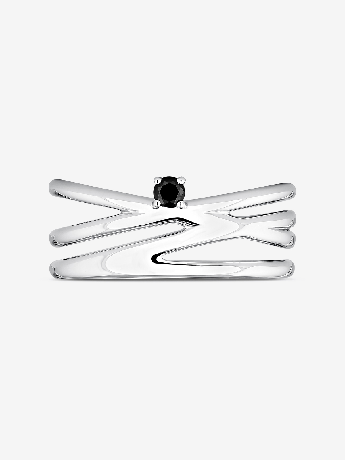 Silver ring with black spinelas
