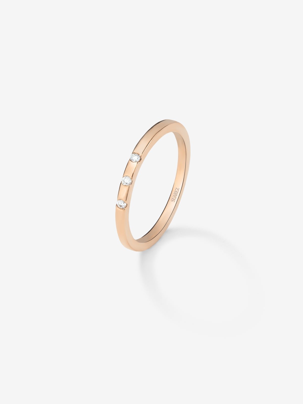 18K rose gold ring with 3 brilliant-cut diamonds with a total of 1.4 cts