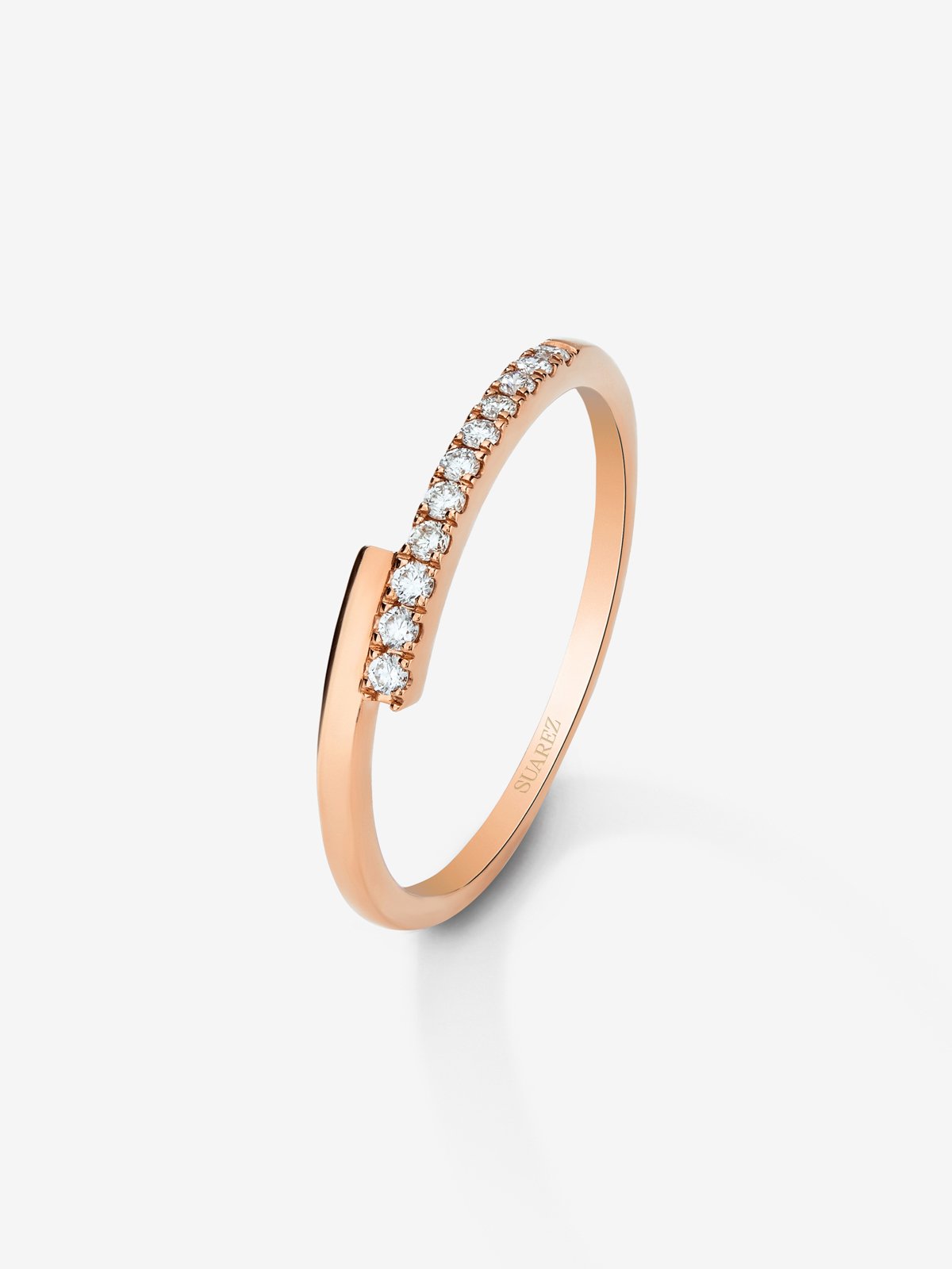 18K rose gold ring with 11 brilliant-cut diamonds with a total of 0.1 cts