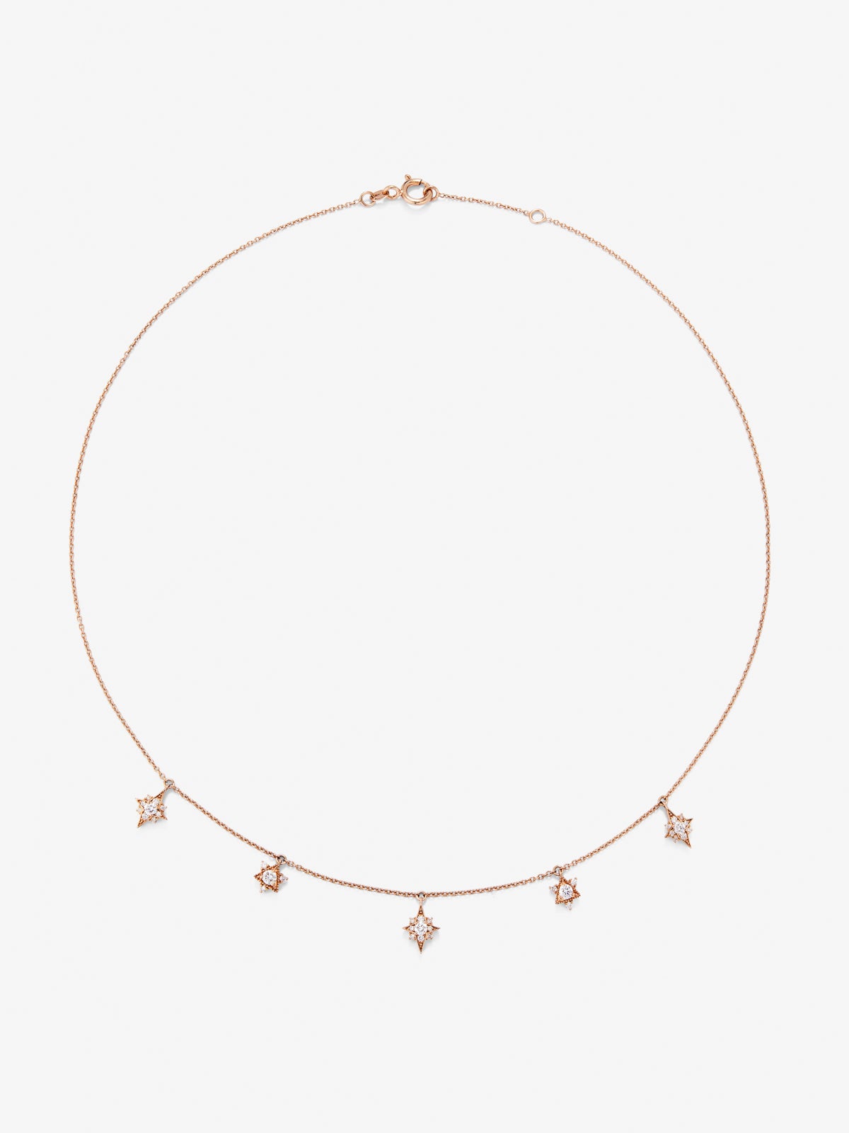 18K Rose Gold Choker Necklace with Diamond Stars.