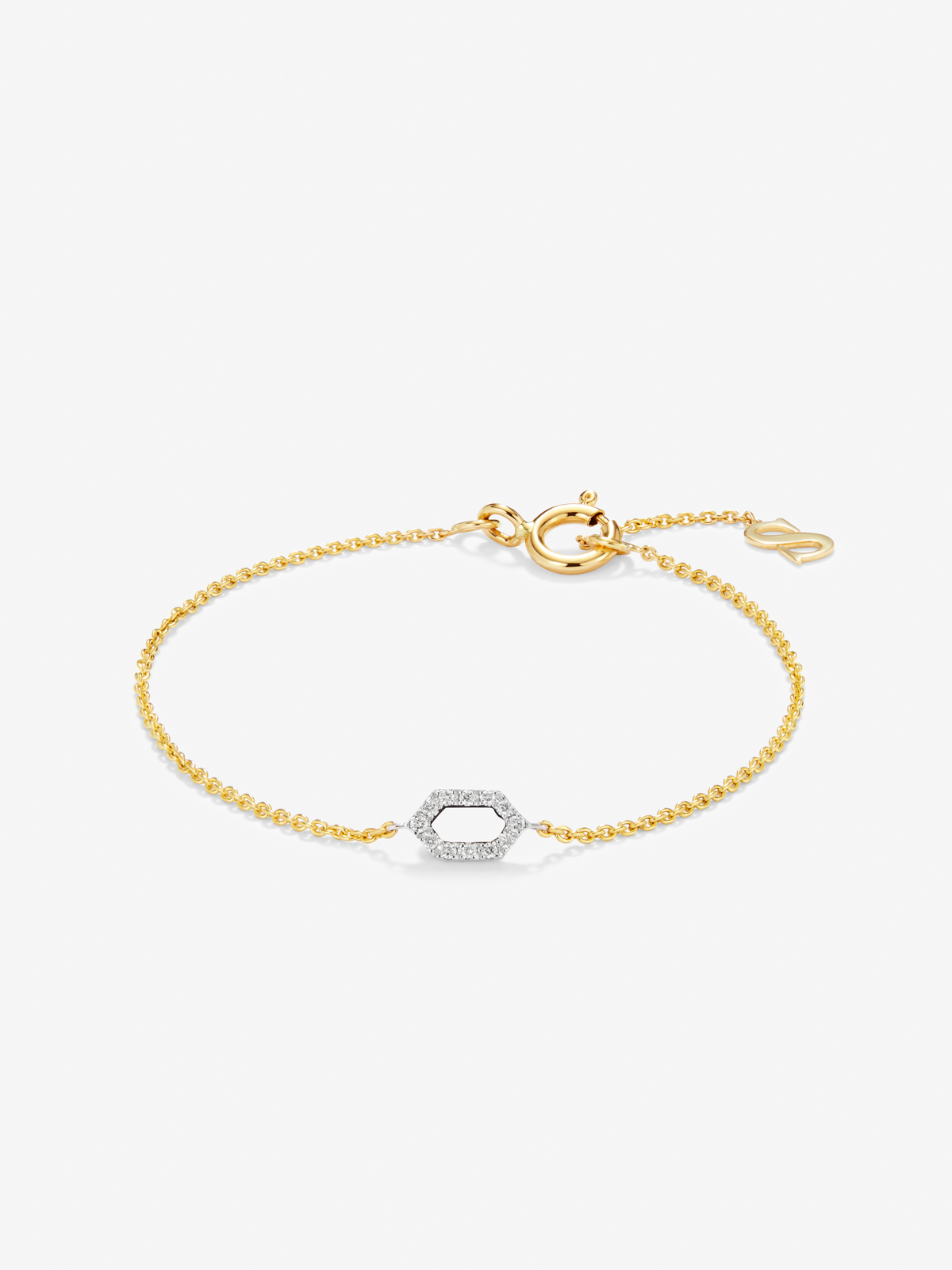 18K white and yellow gold bracelet with white 0.03 cts bright diamonds