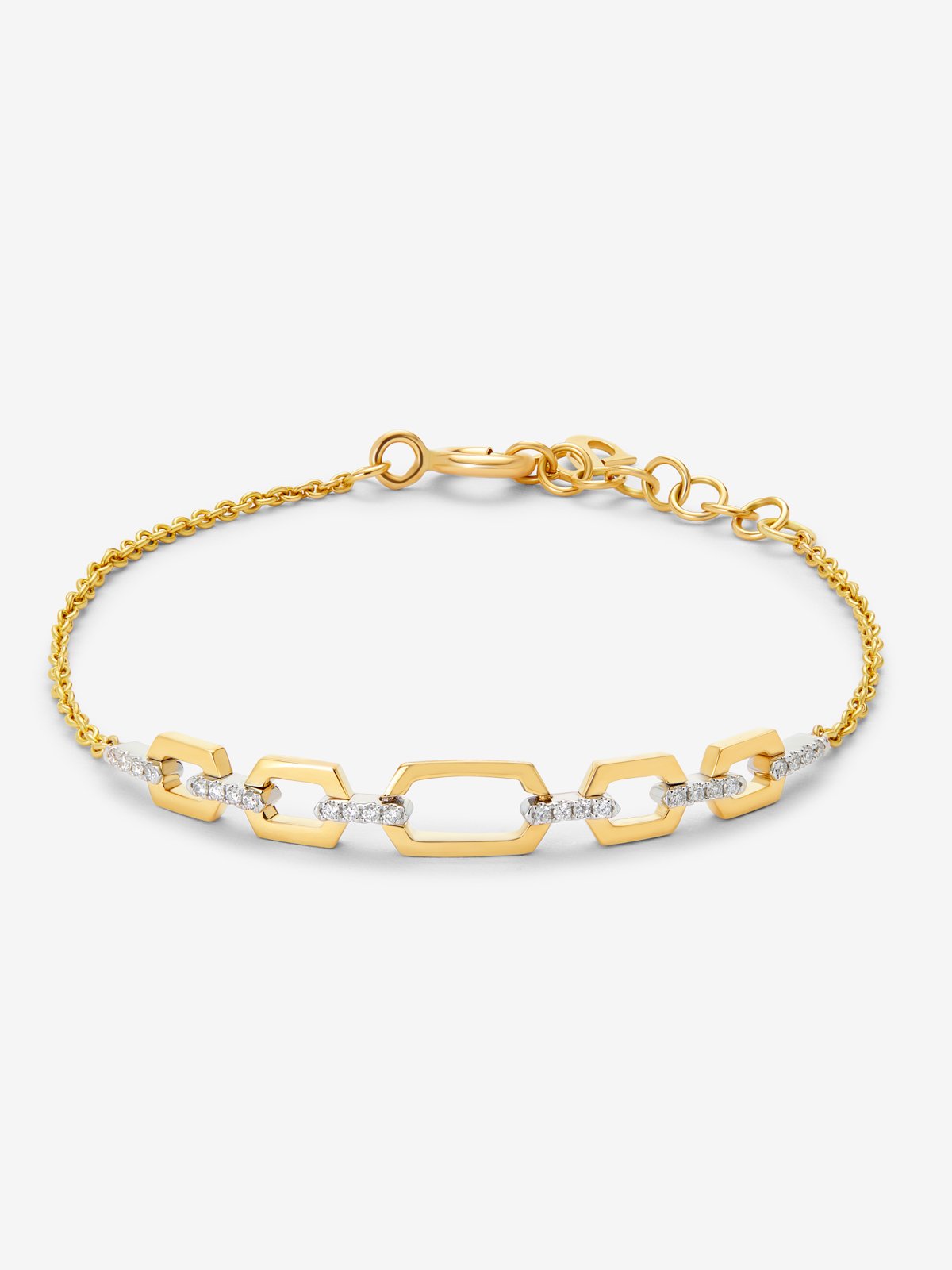 18K white and yellow gold bracelet with white diamonds of 0.12 cts