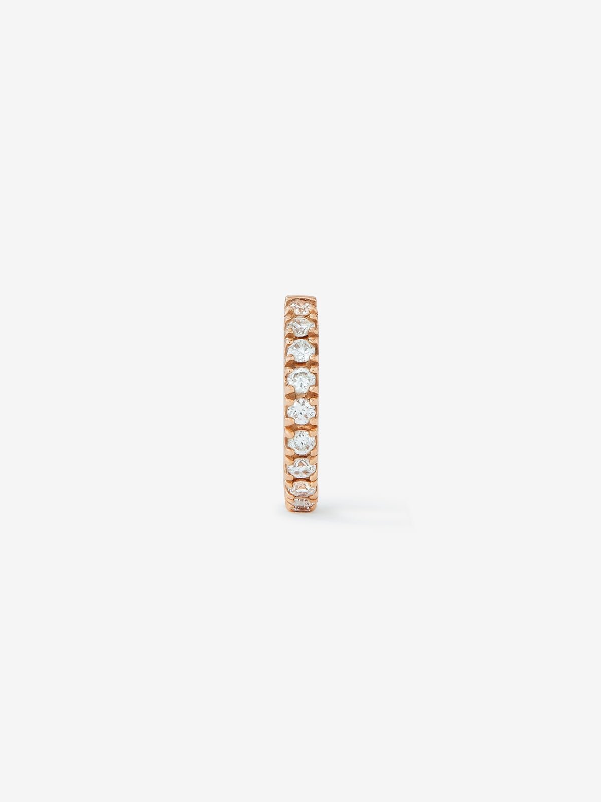 Individual mini hoop earring in 18K rose gold with 10 brilliant-cut diamonds with a total of 0.05 cts