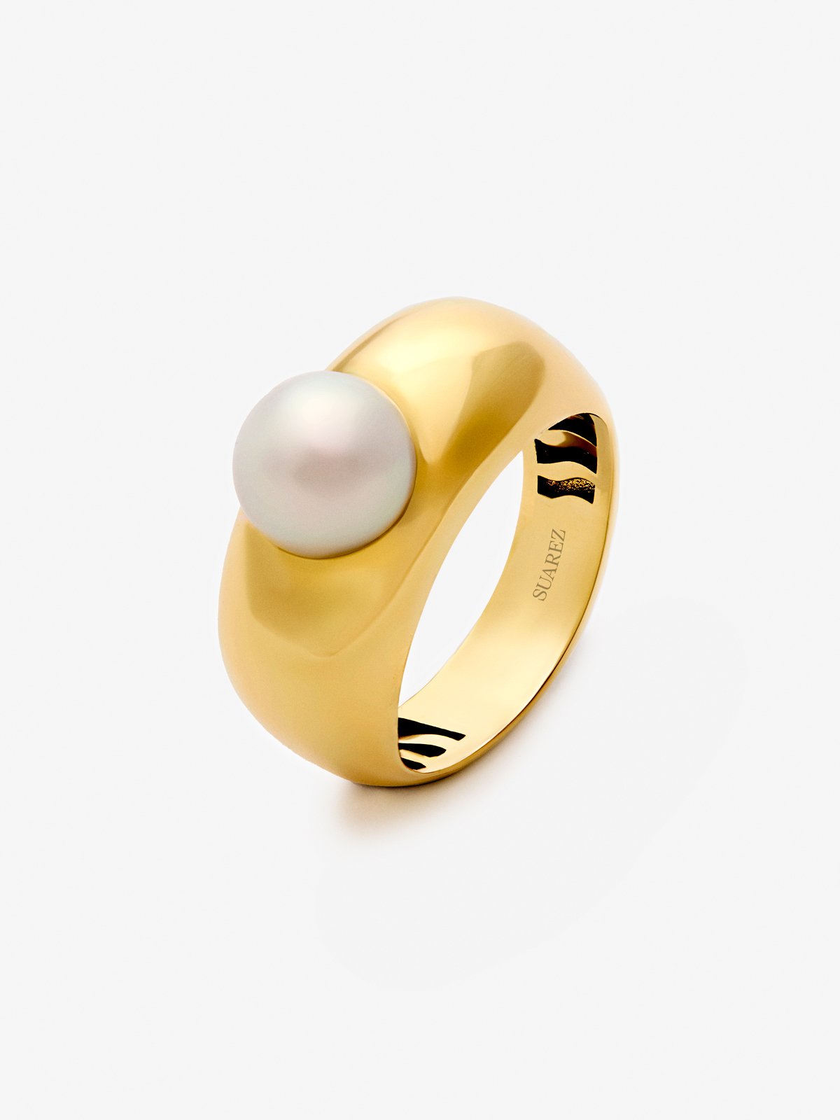 18K yellow gold ring with 8mm akoya pearl