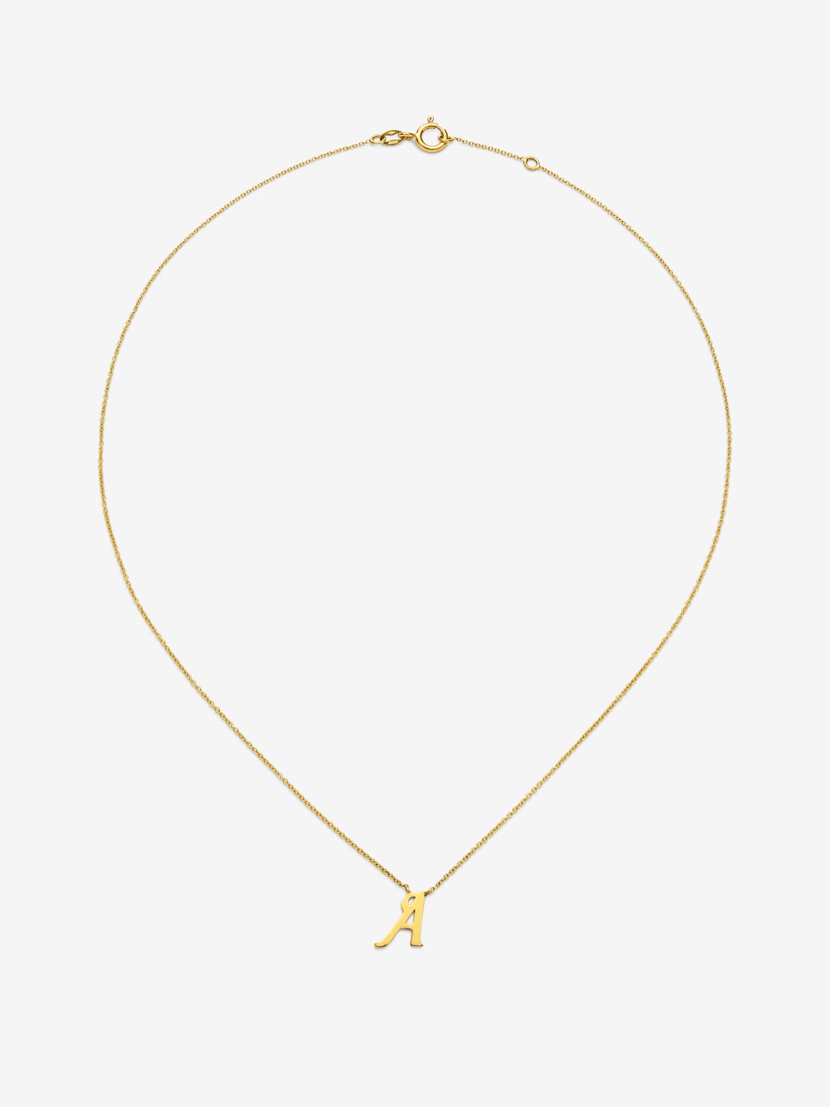 Colgante de oro amarillo de 18K con letra A