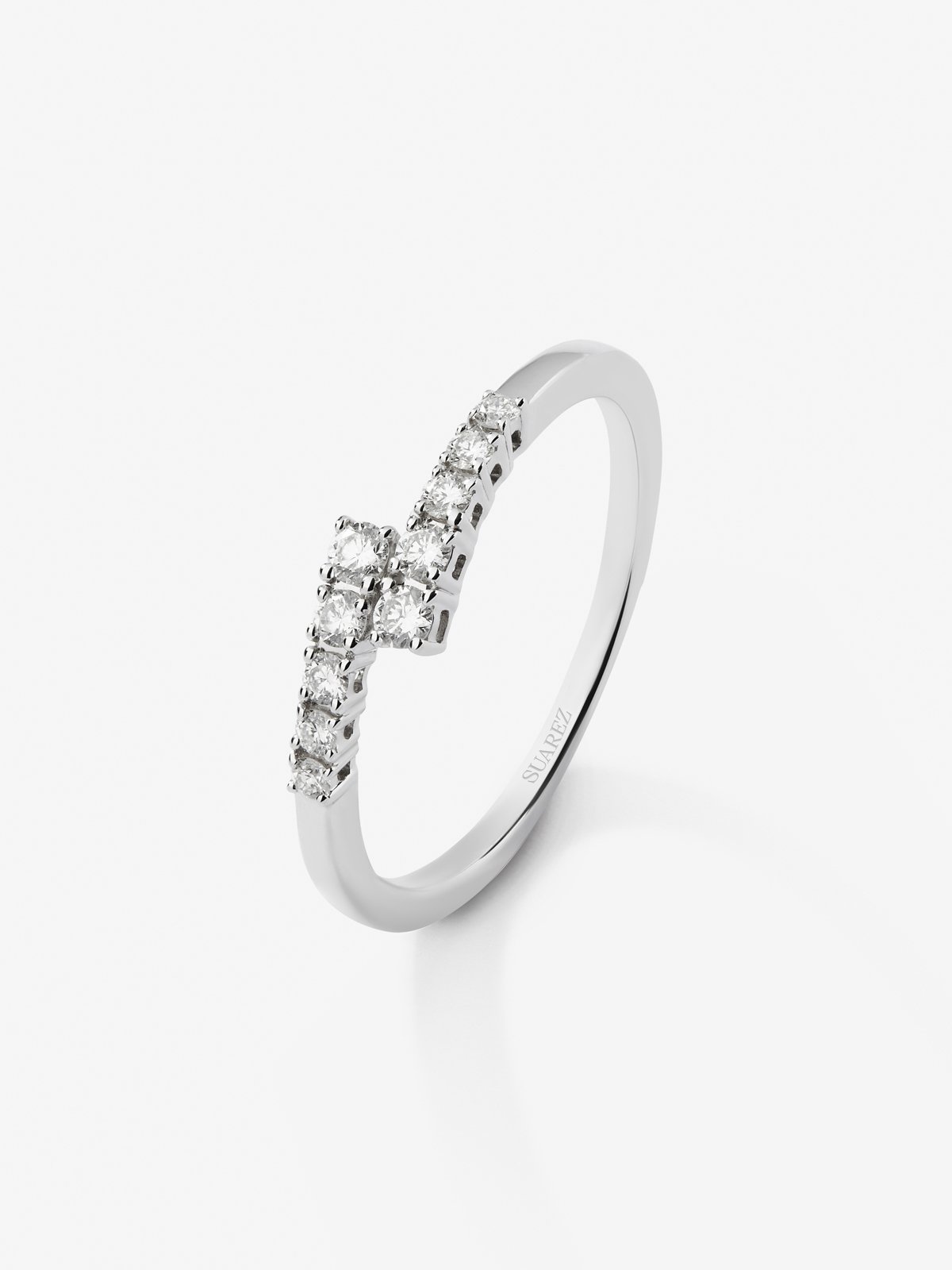 Anillo tú y yo de oro blanco de 18K con 10 diamantes en talla brillante con un total de 0,2 cts