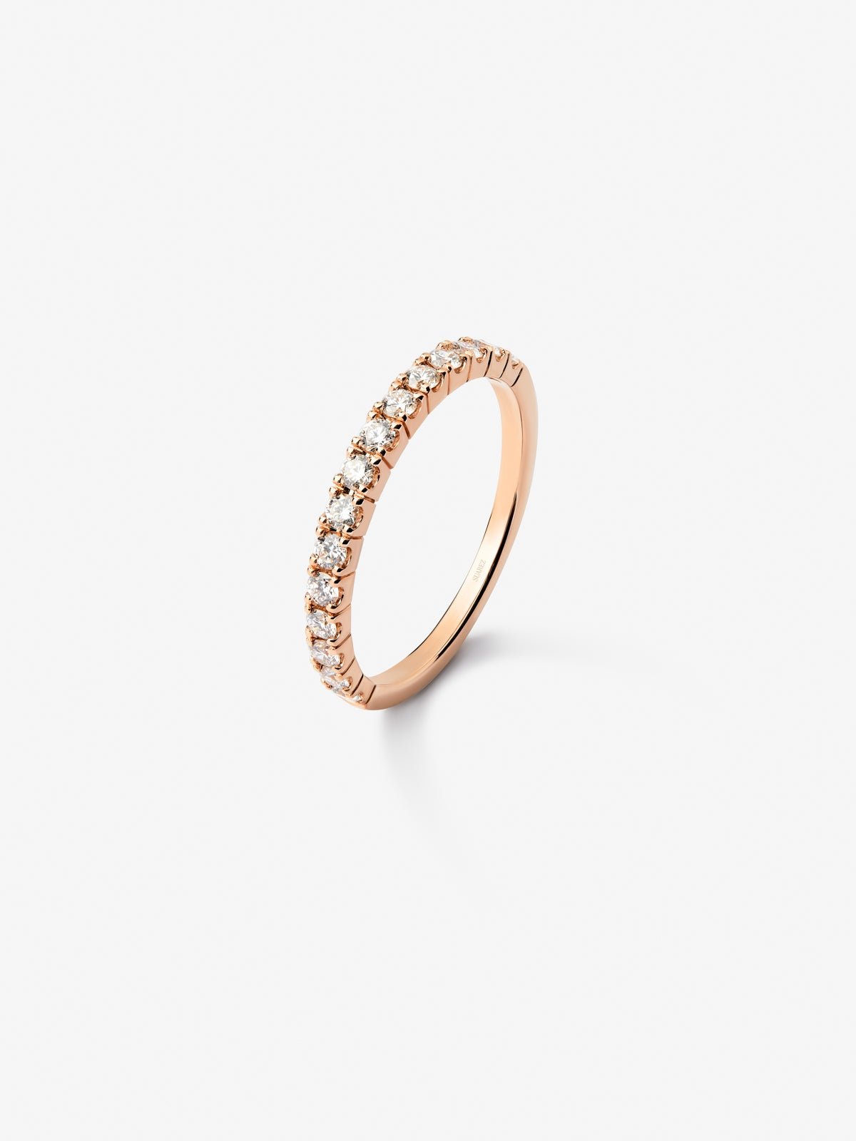 Half ring in 18K rose gold with 15 brilliant-cut diamonds with a total of 0.3 cts