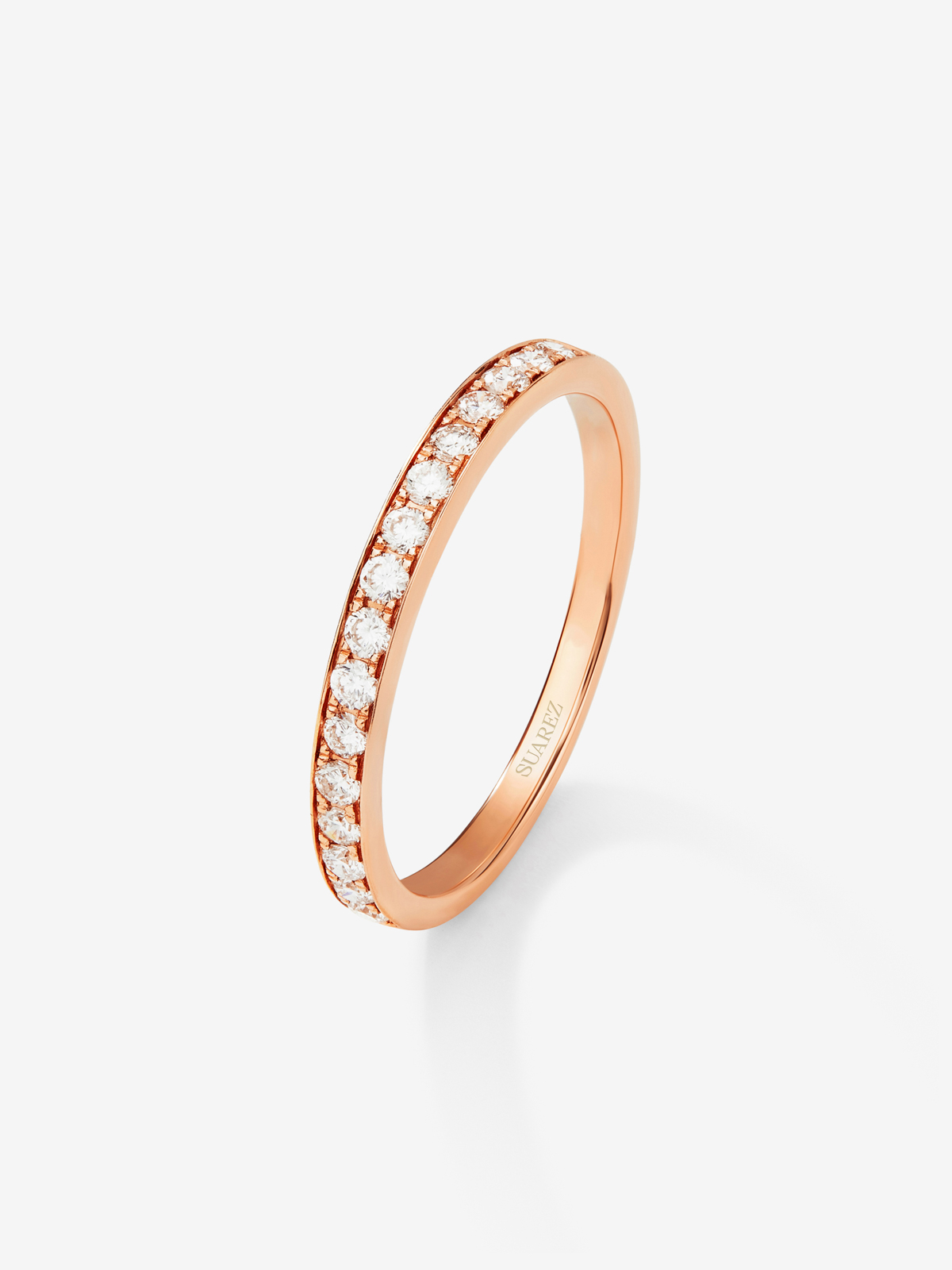 Half ring in 18K rose gold with 16 brilliant-cut diamonds with a total of 0.23 cts