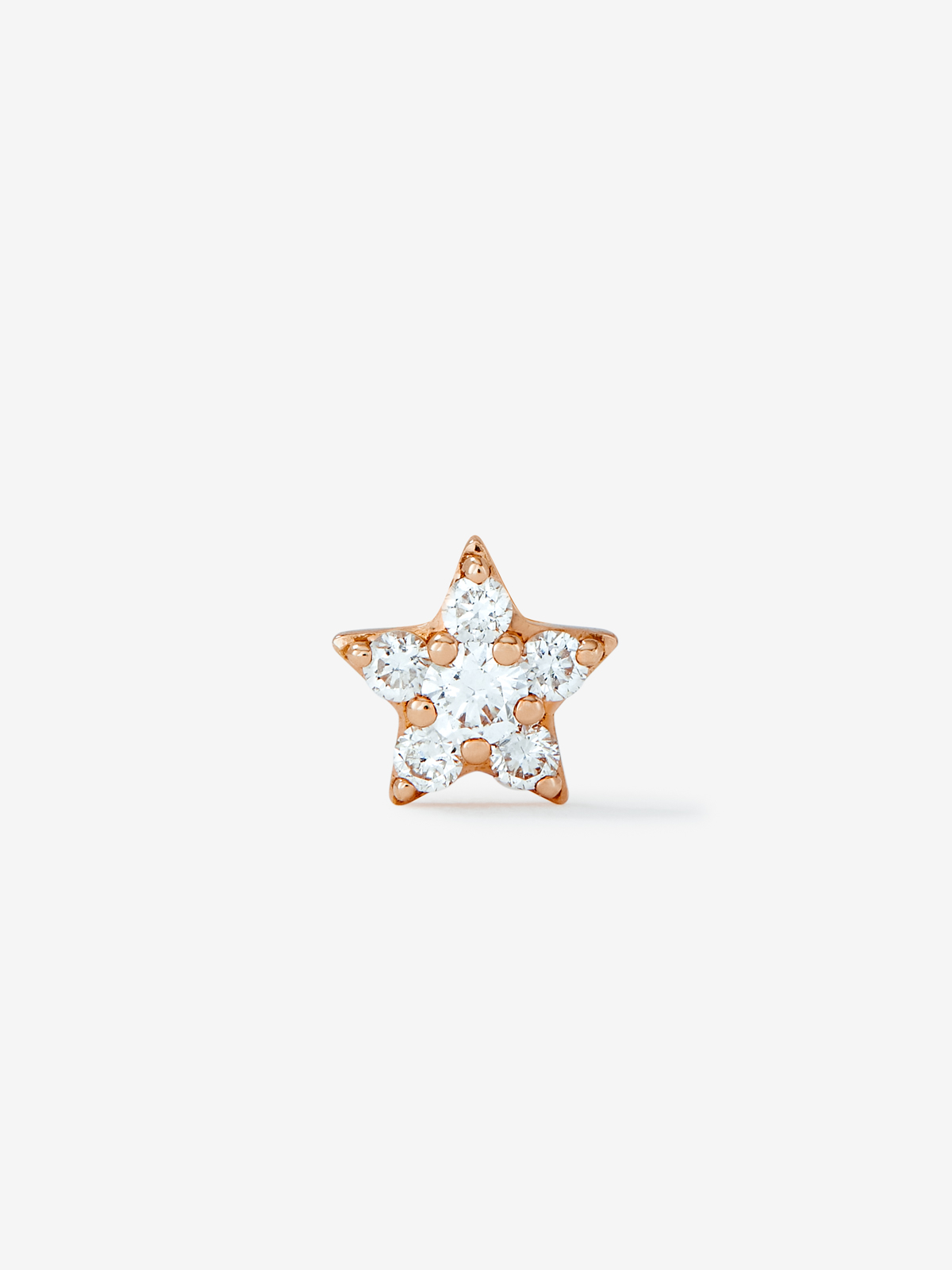 Individual 18K rose gold star earring with diamonds
