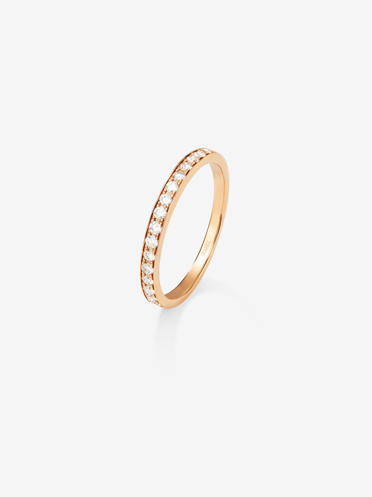 Half 18k rose gold alliance with white diamonds of 0.15 cts