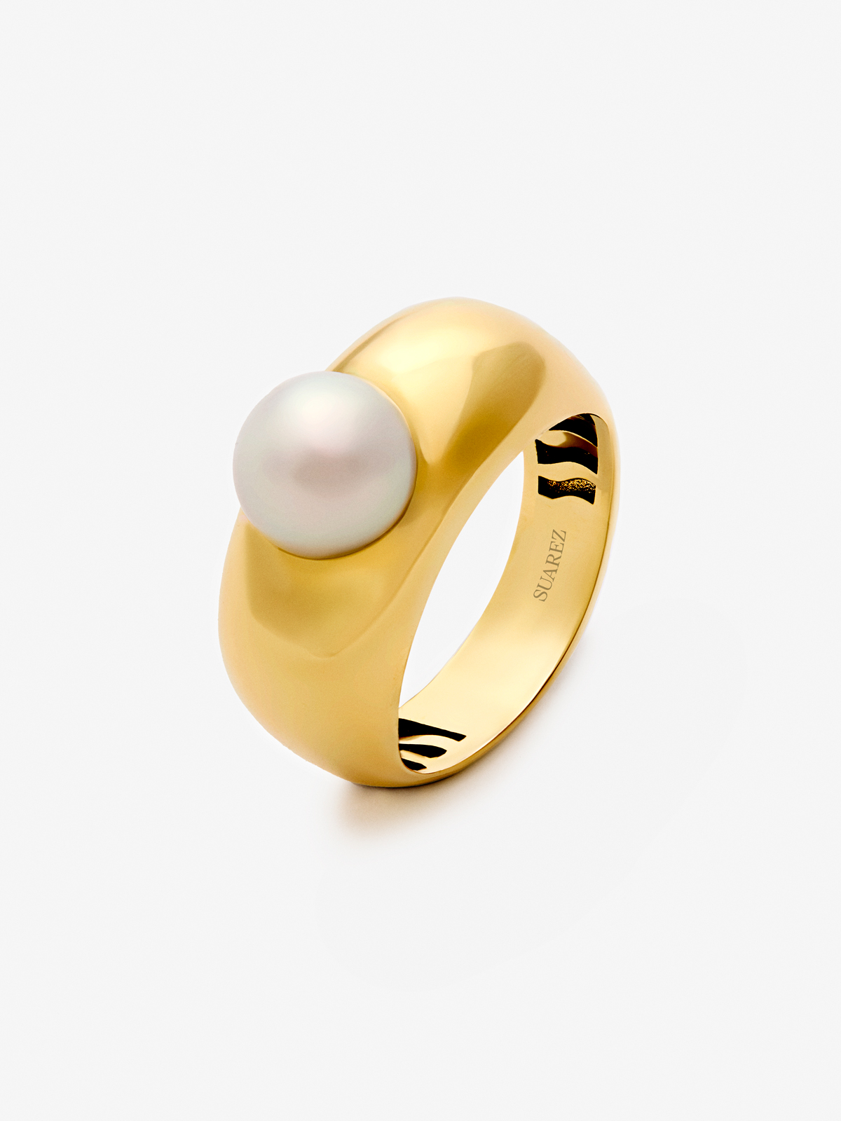 18K yellow gold ring with 8mm akoya pearl