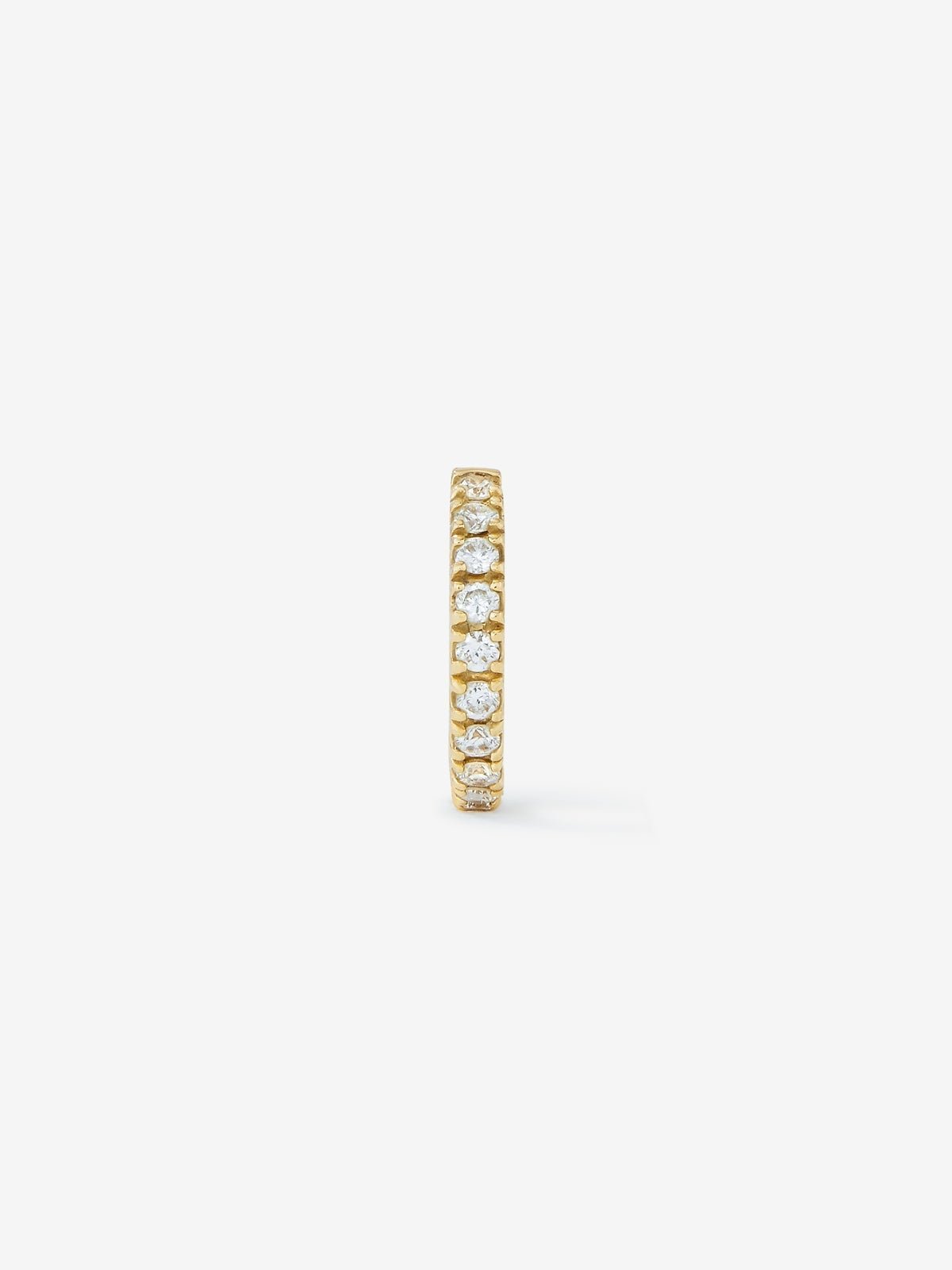 Individual 18K yellow gold hoop earring with 10 brilliant-cut diamonds with a total of 0.05 cts