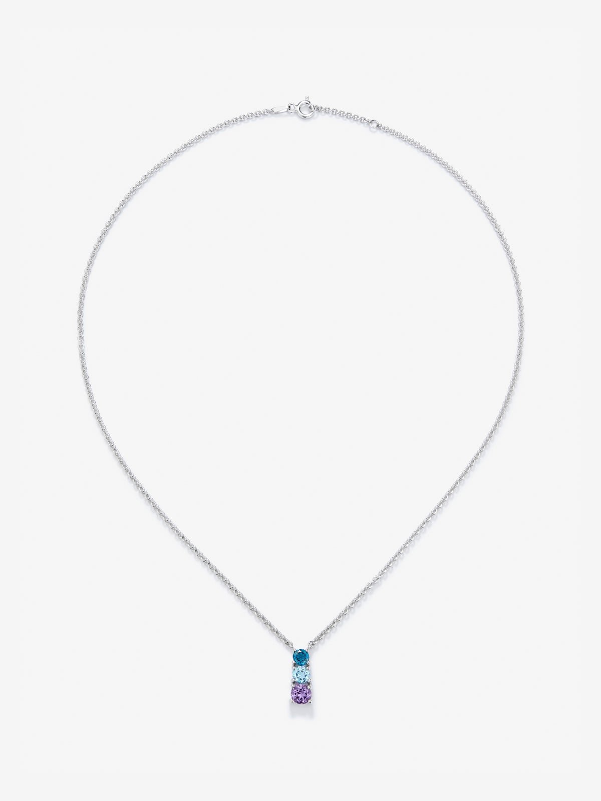 925 silver pendant with London blue topaz, Swiss blue topaz and brilliant-cut purple amethyst