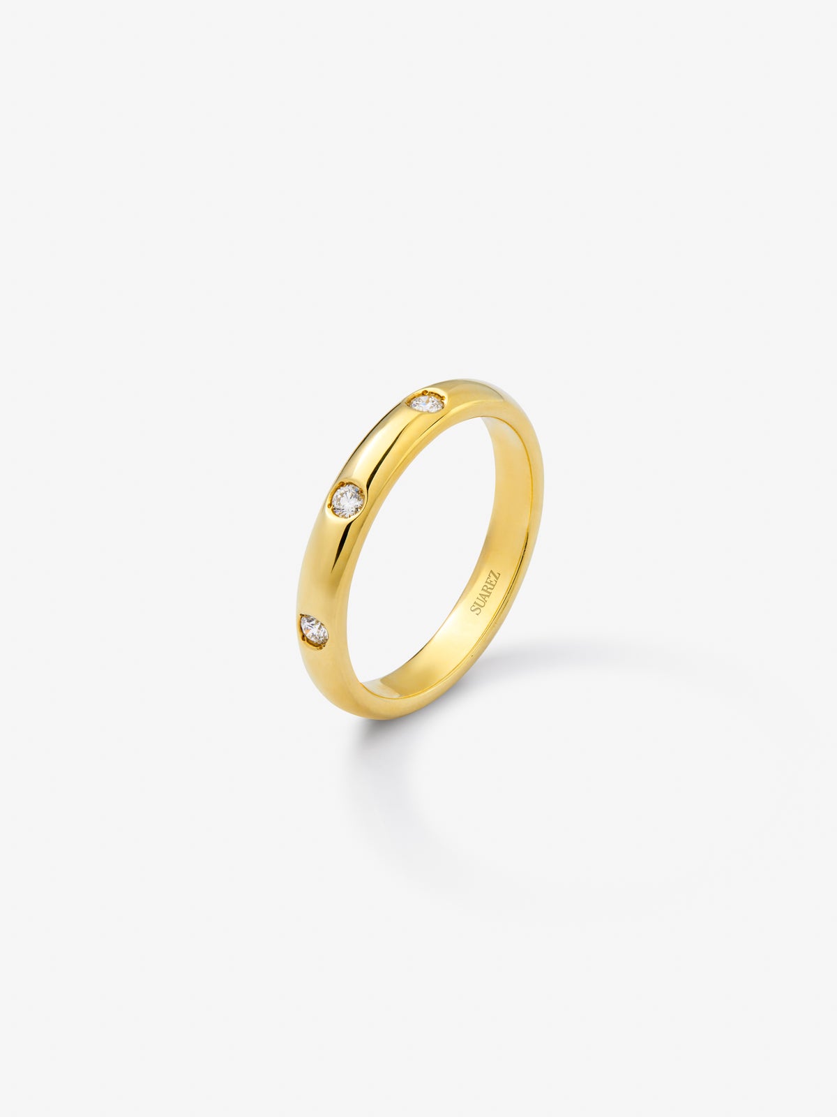 18K Yellow Gold Wedding Alliance ring with diamonds