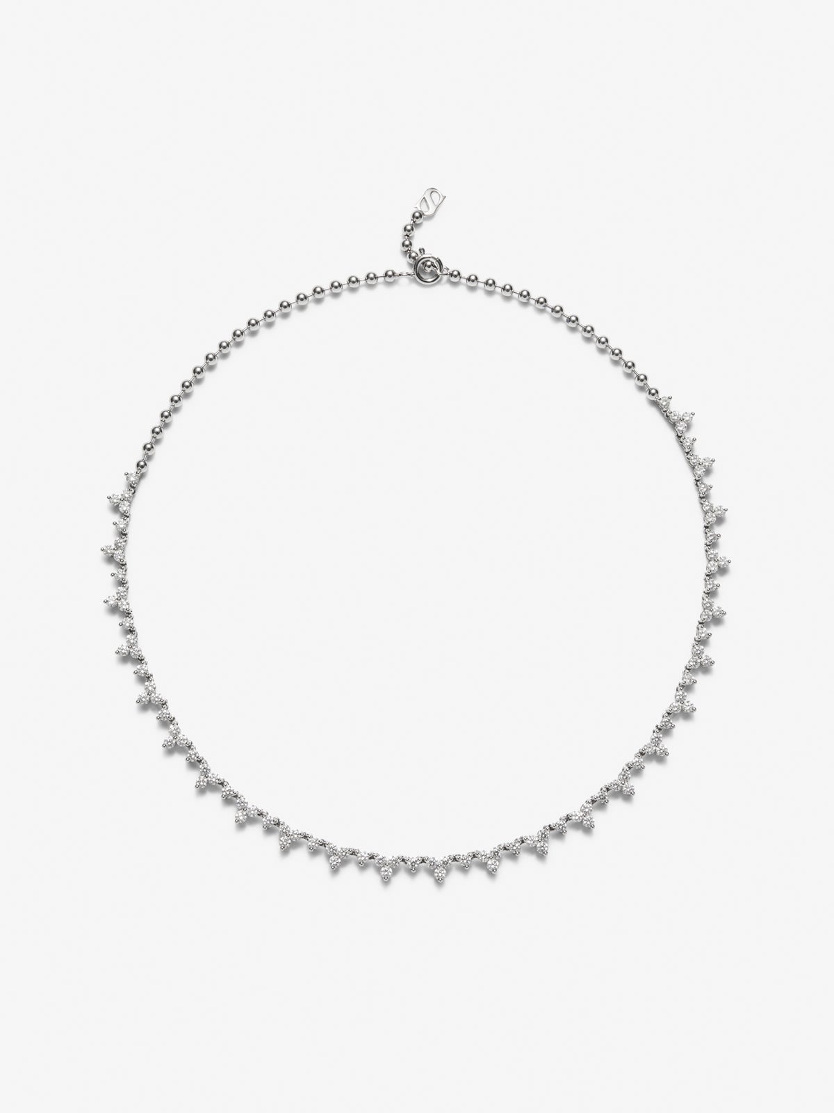18K White Gold Rivière Necklace with white diamonds of 5.33 cts