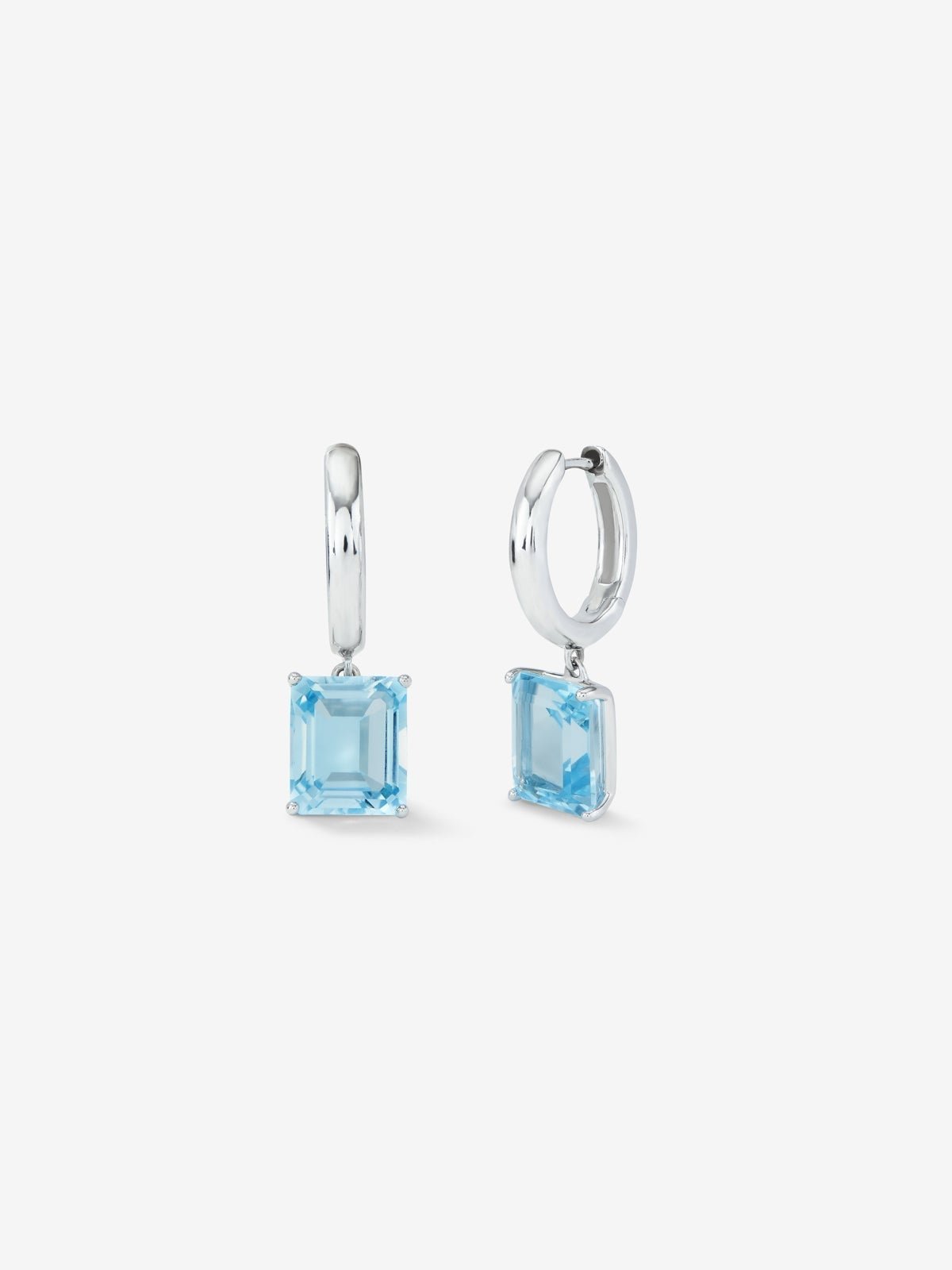 925 Silver hoop earrings with pendant topaz