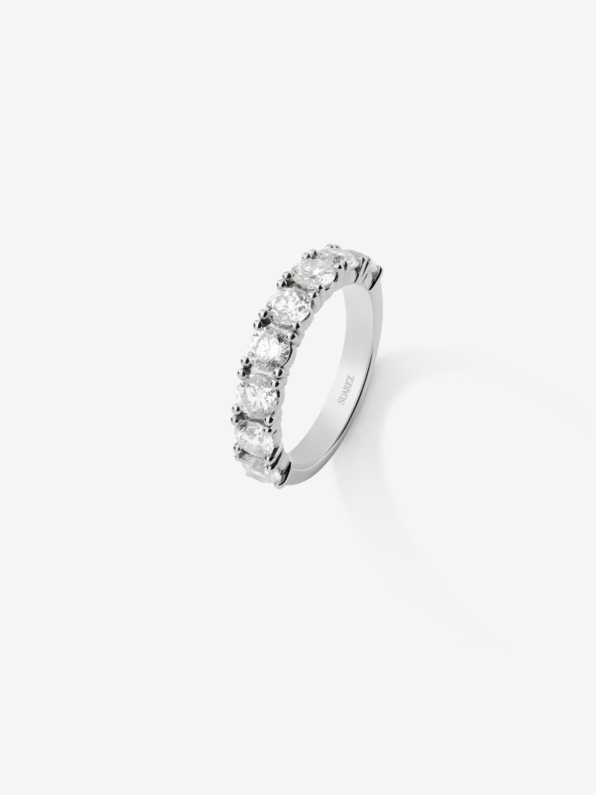 18K White Gold Commitment Ring with white diamonds in 2.05 cts