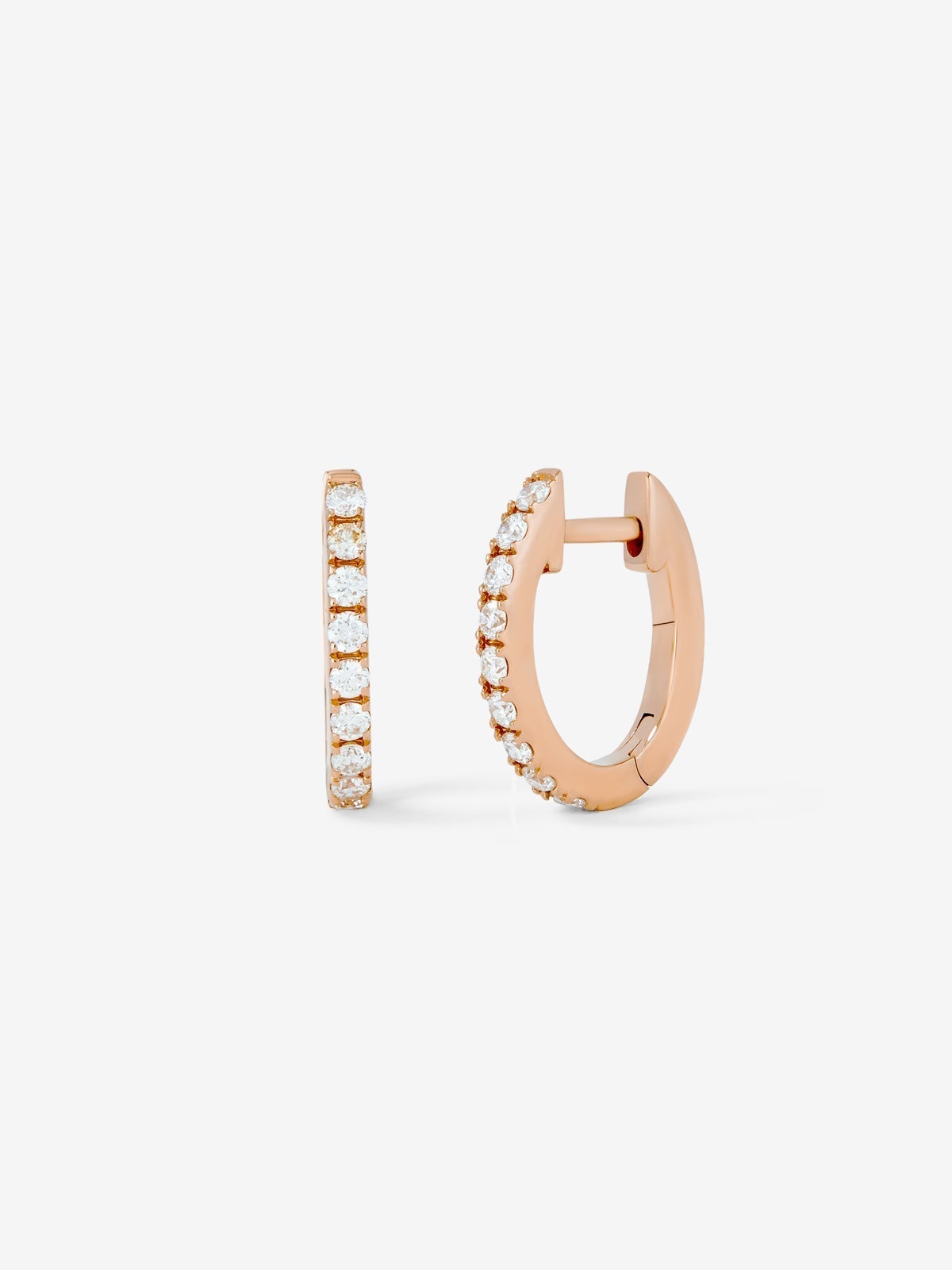 18K Rose Gold Hoop Earrings with Diamonds