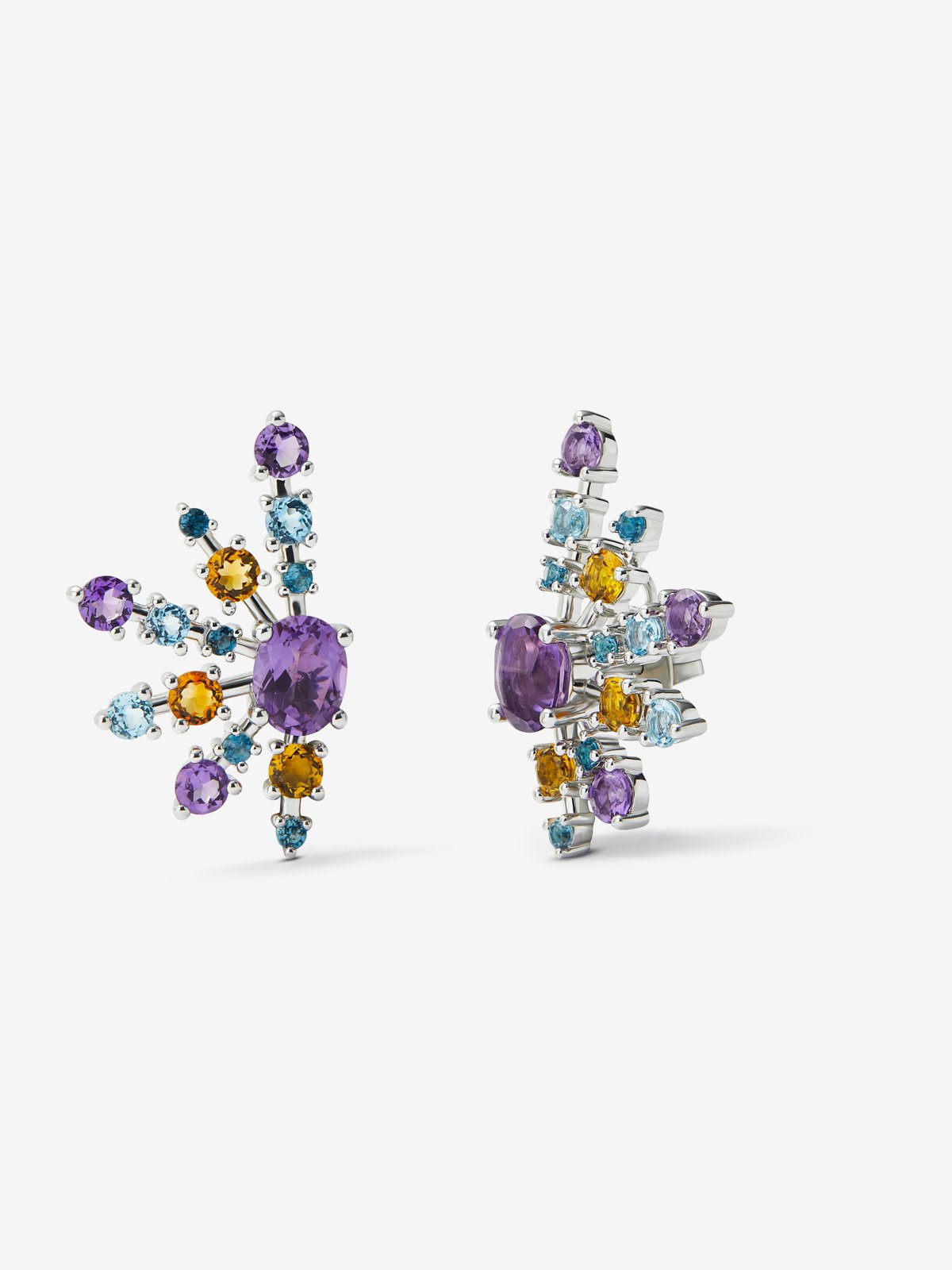 925 silver earrings with amethysts, topazes and citrine quartz