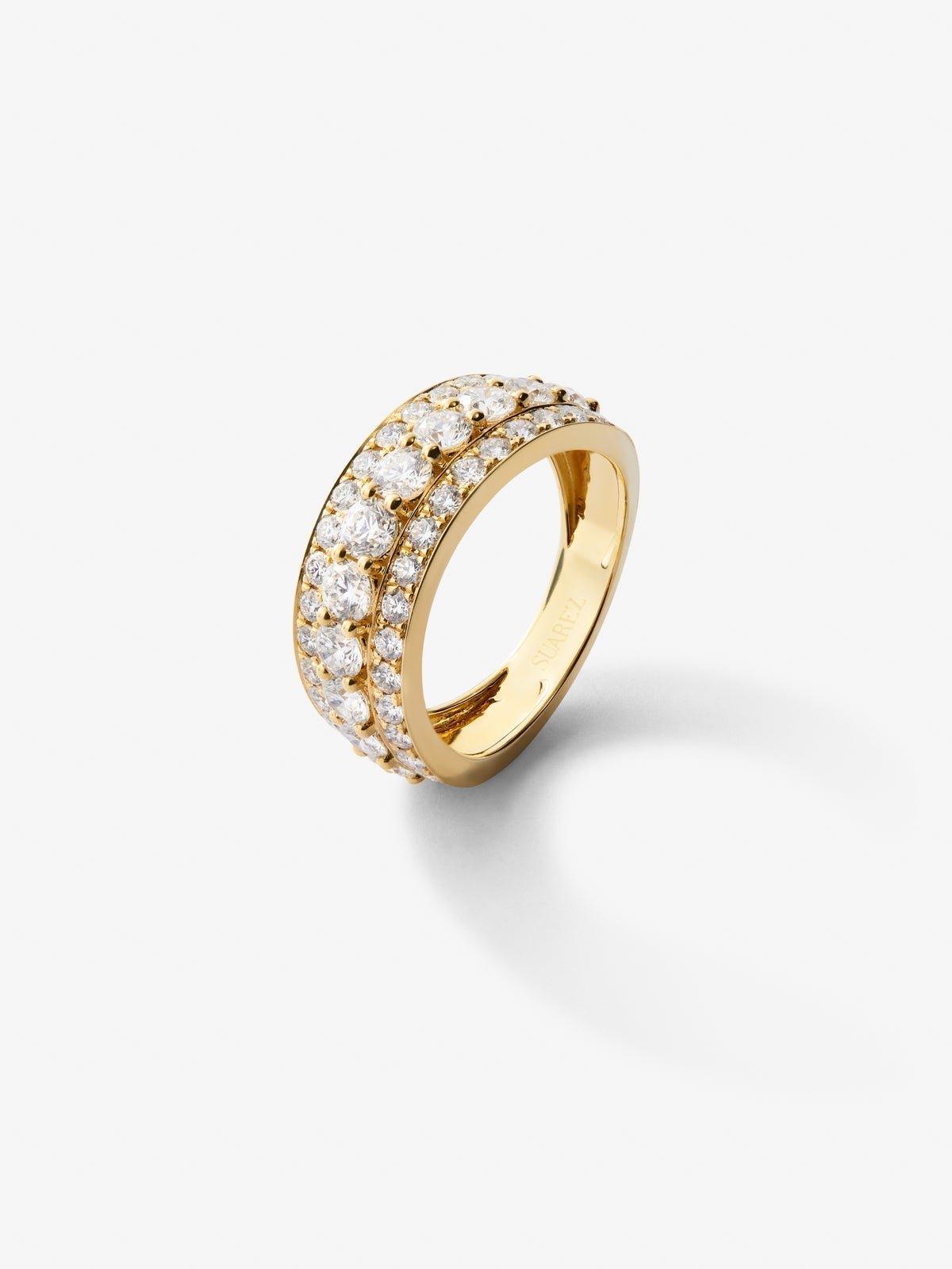 18K yellow gold ring with 22 brilliant-cut diamonds with a total of 2.08 cts