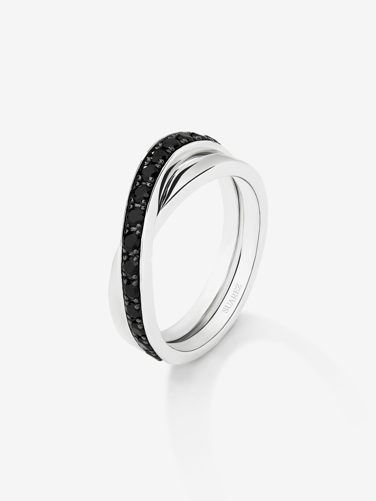 925 Silver Crossed Ring with Spinel Stones