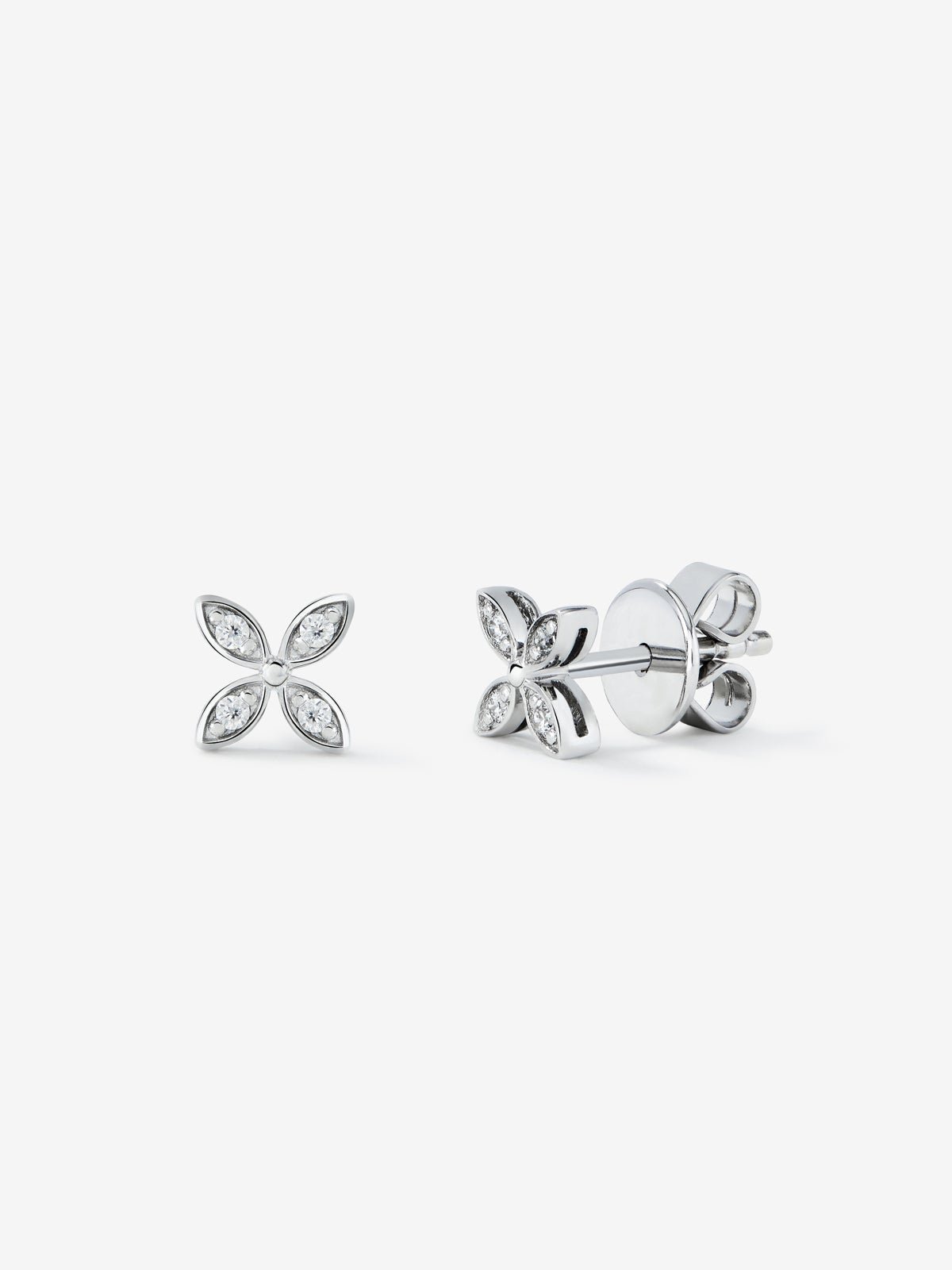 18K White Gold and Pave Diamond Button Earrings