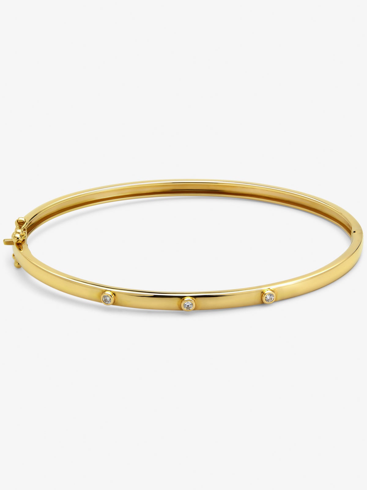 Rigid 18K yellow gold bracelet with 3 brilliant-cut diamonds with a total of 0.07 cts