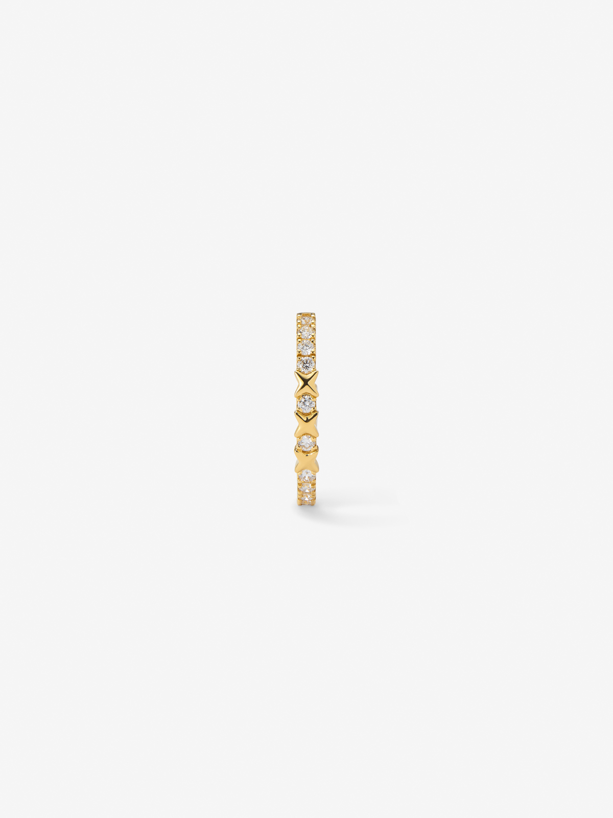 Pendiente individual de aro de oro amarillo de 18K con 11 diamantes en talla brillante con un total de 0,14 cts