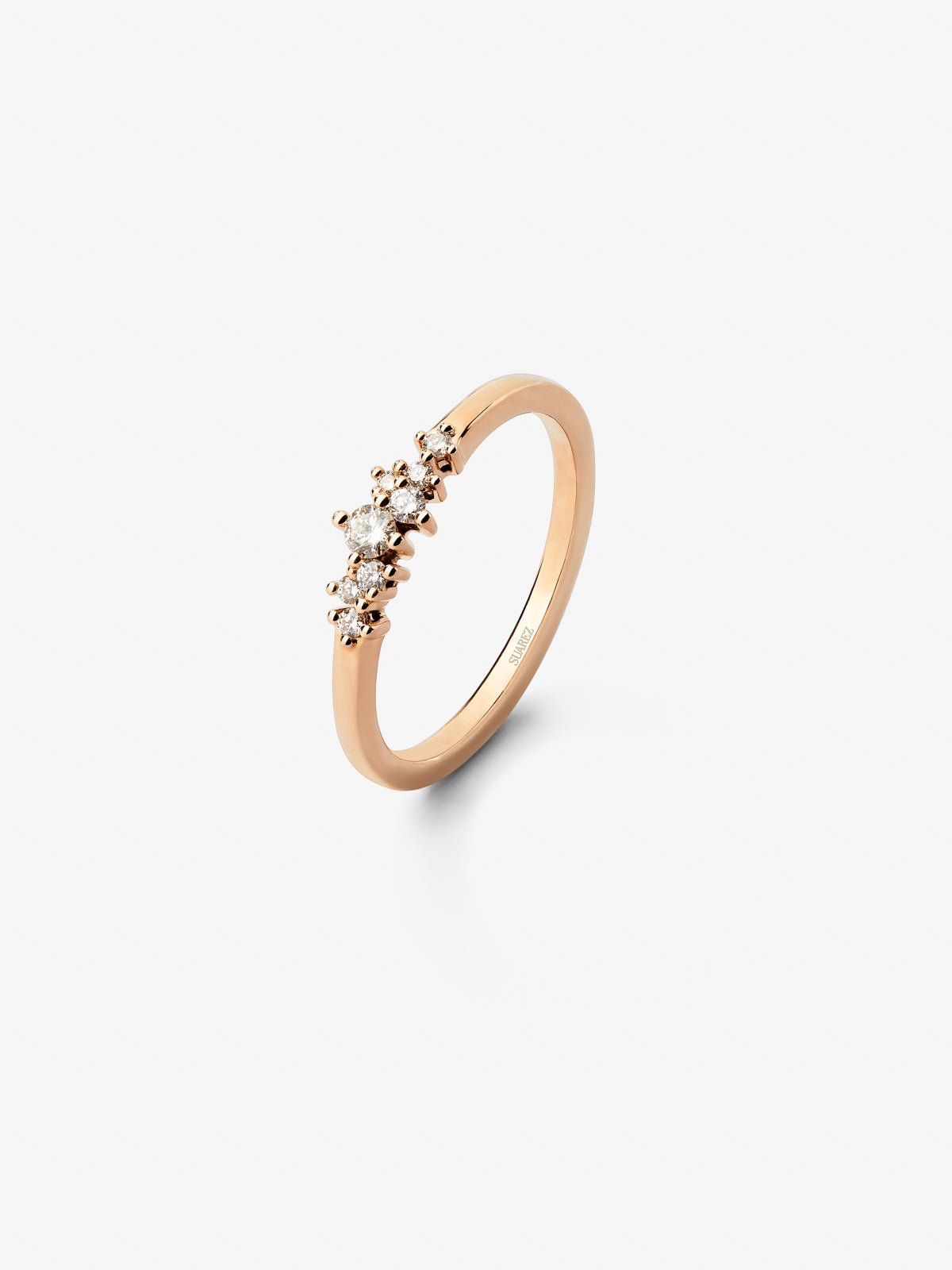 18K rose gold ring with 8 brilliant-cut diamonds with a total of 0.1 cts