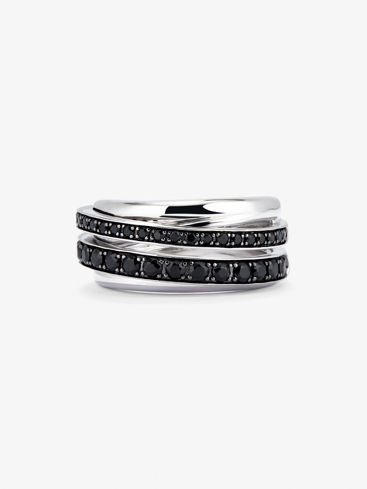 931 Silver Ring with Black Spinel Pavé
