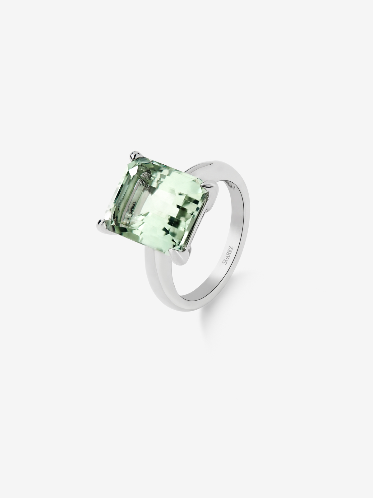 925 silver ring with green amethyst
