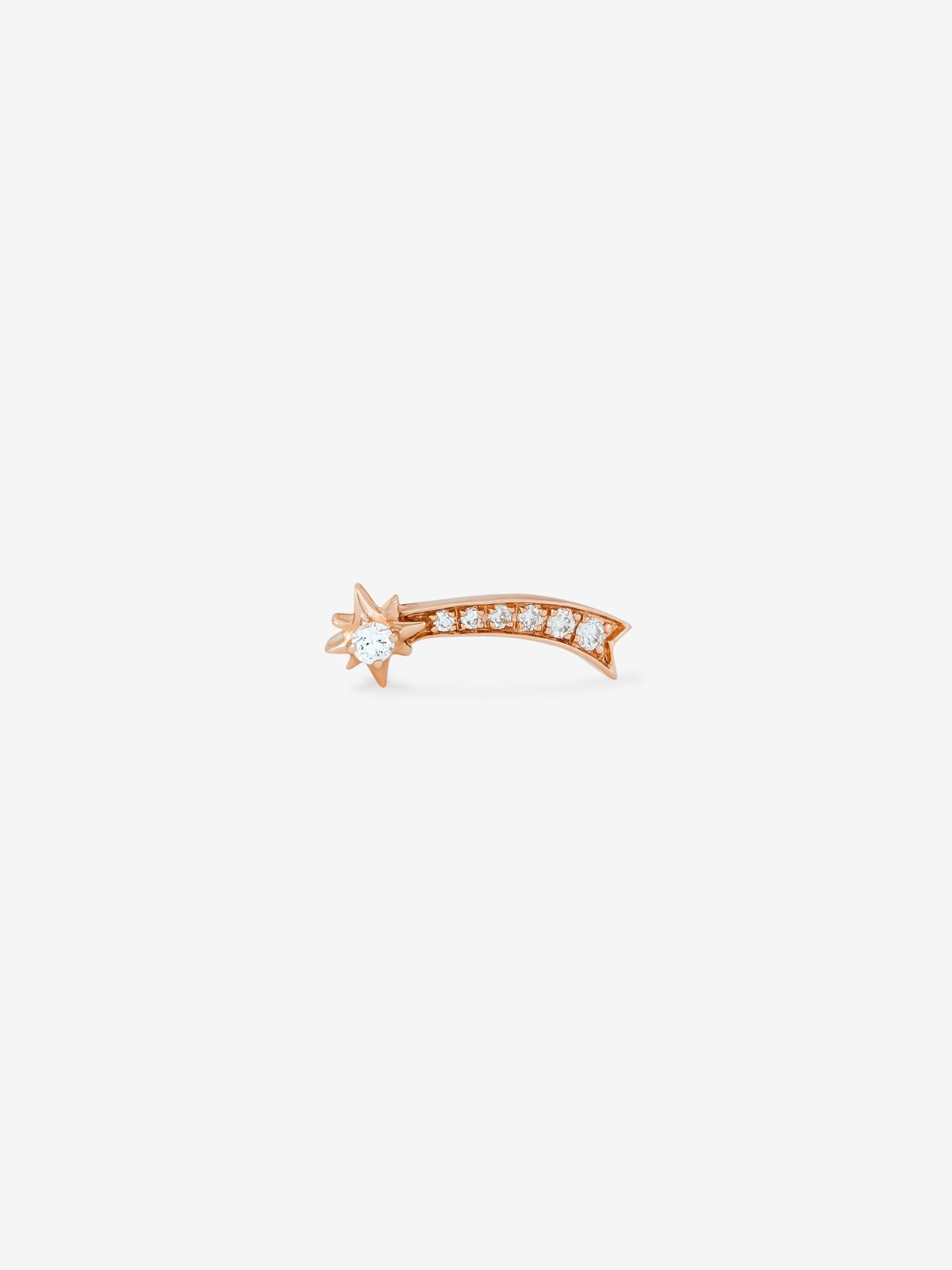 Pendiente individual de oro rosa de 18K con 7 diamantes en talla brillante con un total de 0,05 cts