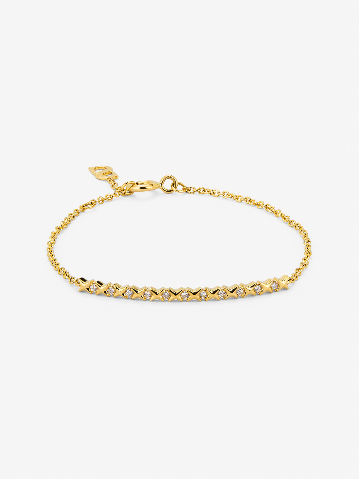 18K yellow gold bracelet with 11 brilliant-cut diamonds with a total of 0.16 cts