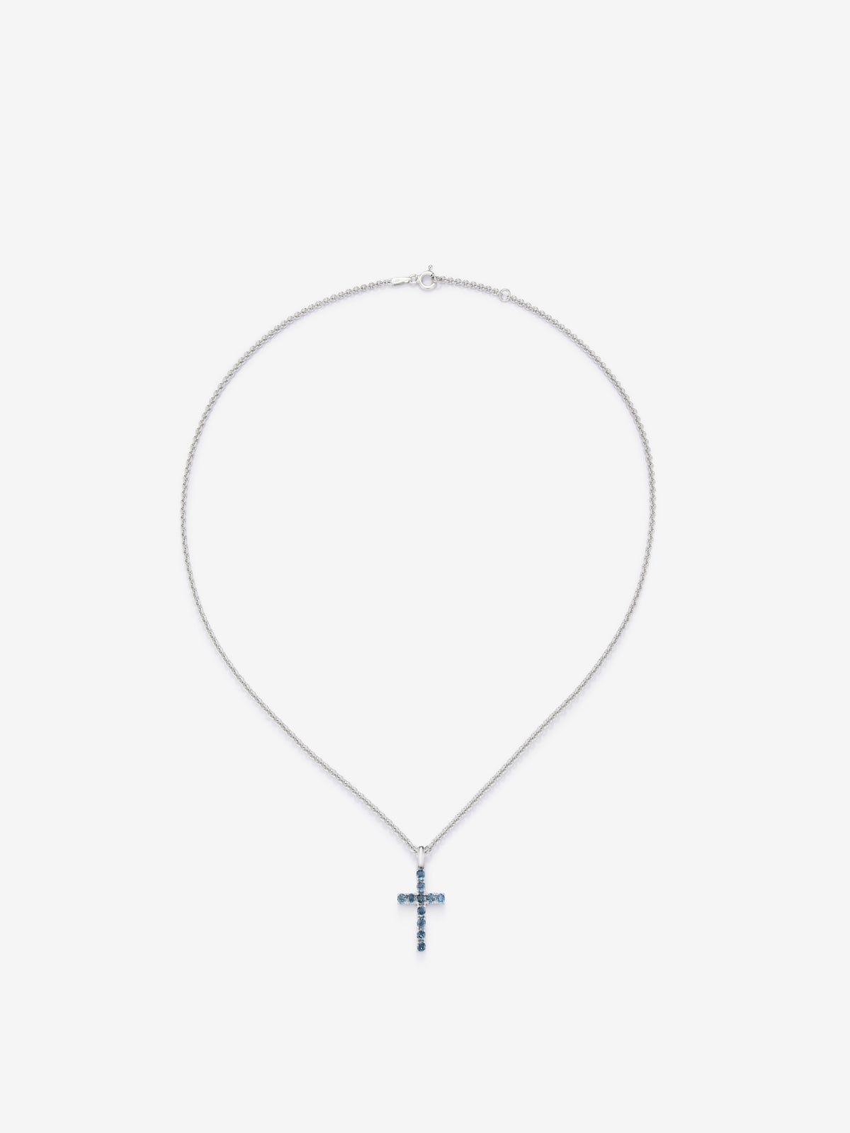 925 Silver Cross Pendant with Topaz