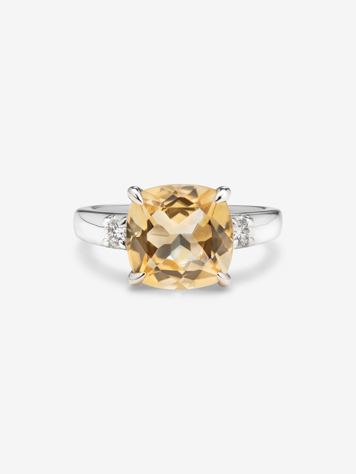 925 Silver Trilogy Ring with Citrine and Diamonds