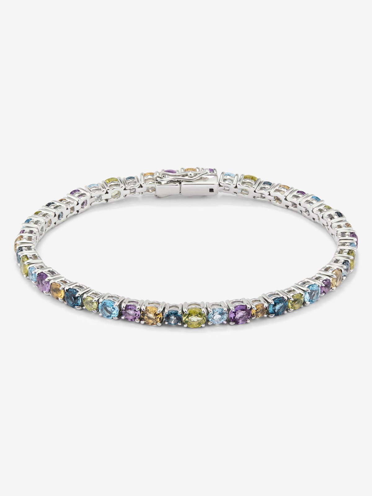 925 silver riviere bracelet with multicolored gems