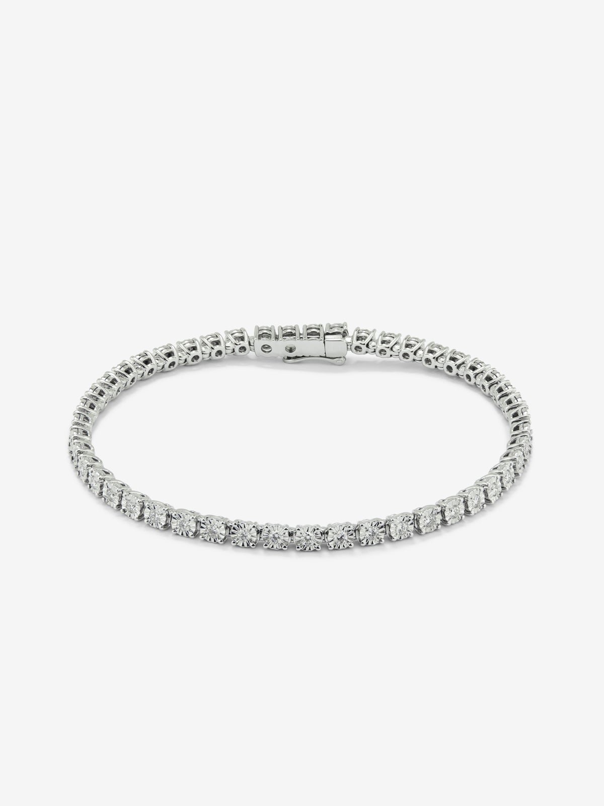 Pulsera rivière de oro blanco de 18K con diamantes en talla brillante de 0,89 cts