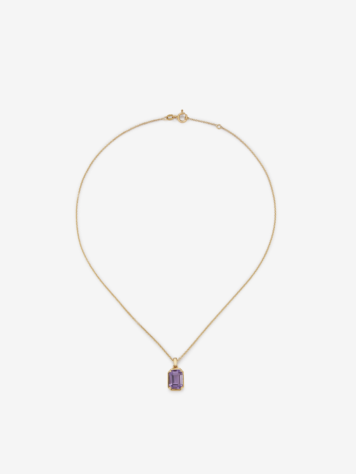 18K Yellow Gold Pendant Chain with Amethyst