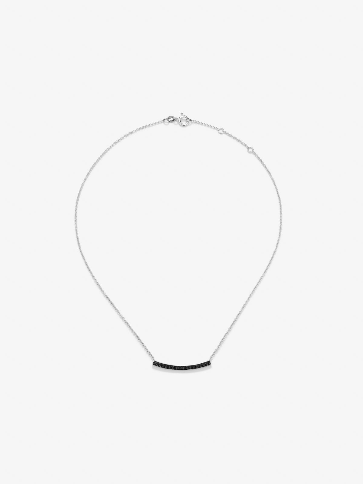 925 silver necklace with stars and black spinels in brilliant cut of 0.43 cts