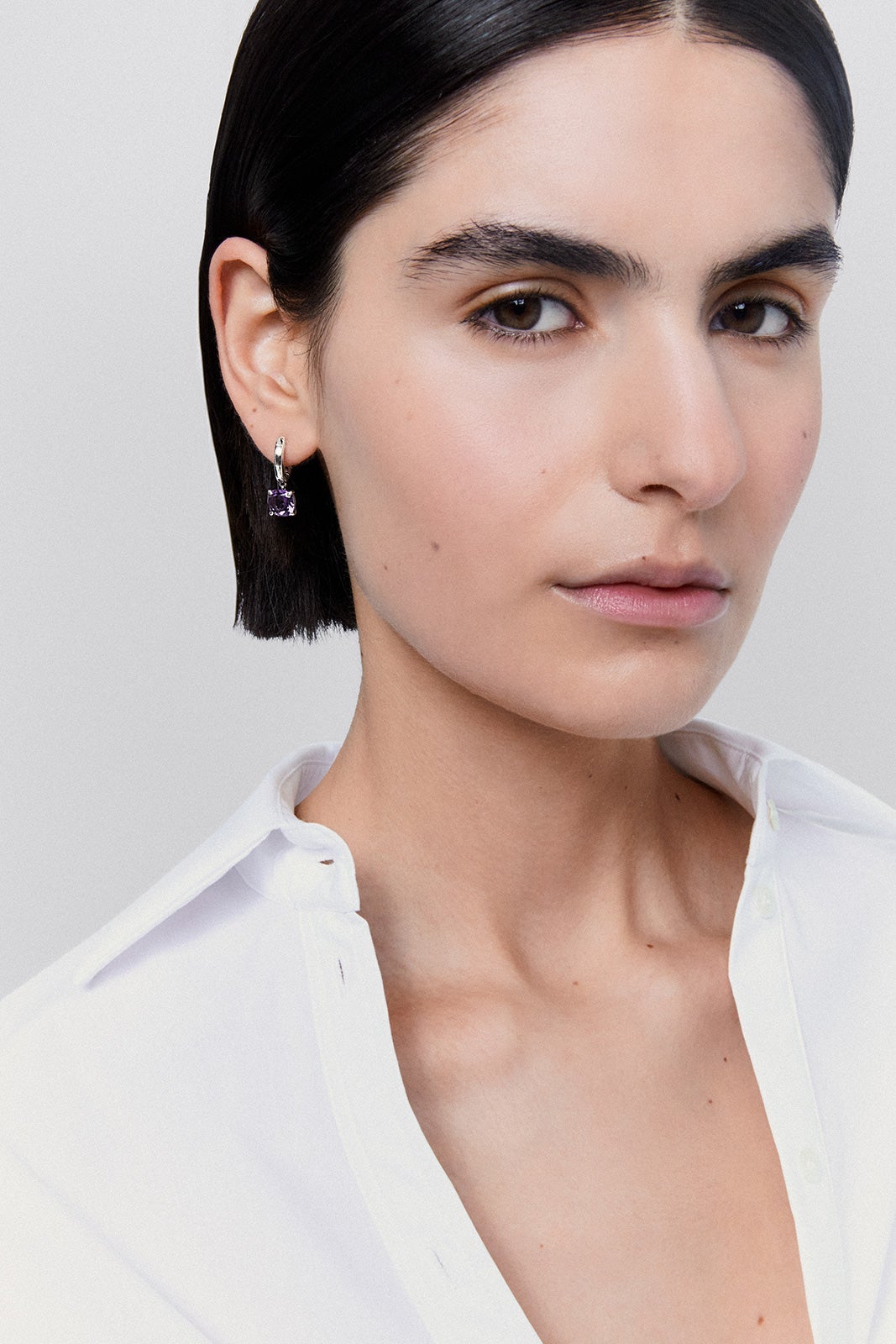 925 silver earrings with 2 cushion-cut green amethysts