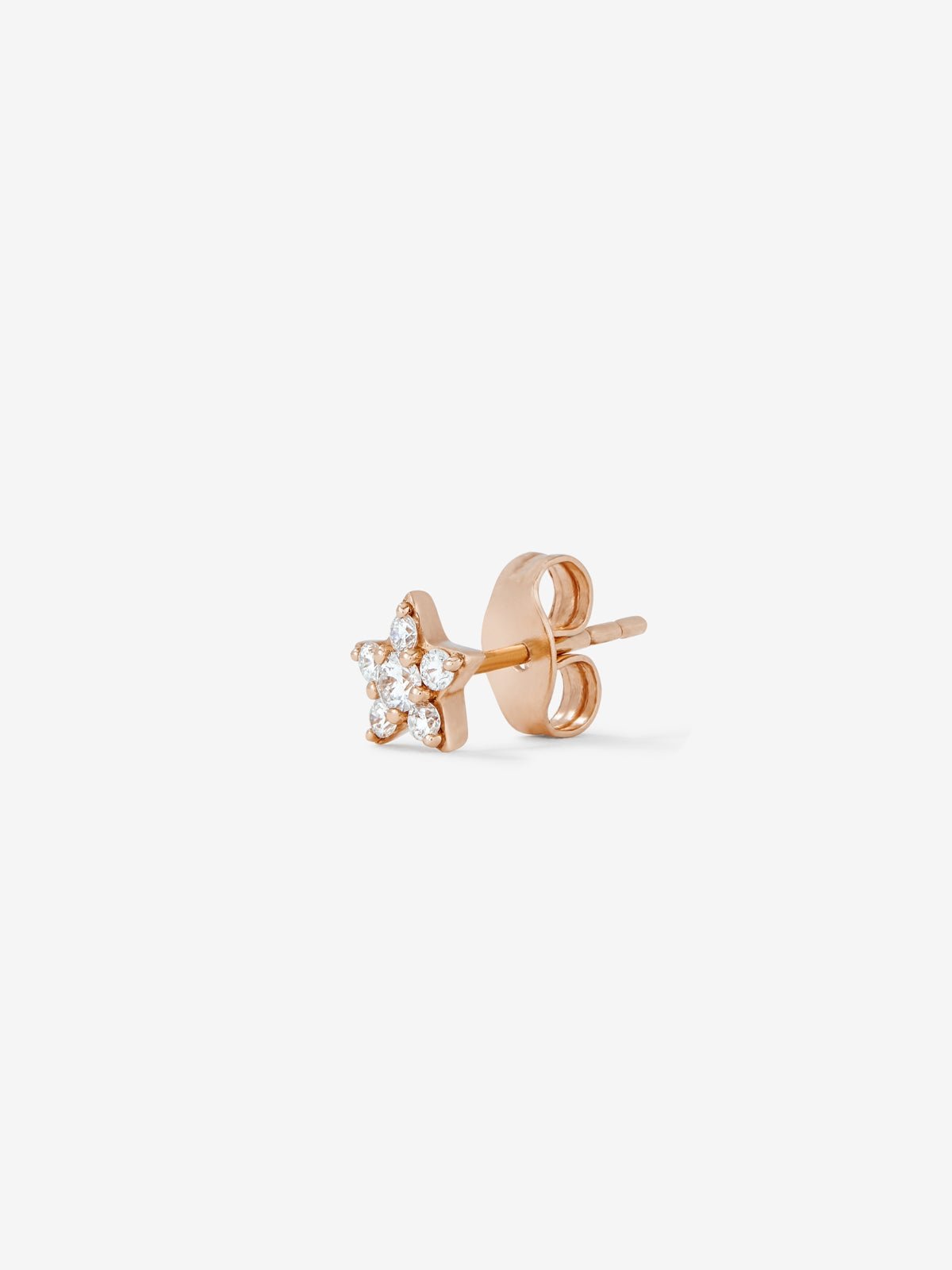 Individual 18K rose gold earring with 6 brilliant-cut diamonds with a total of 0.11 cts