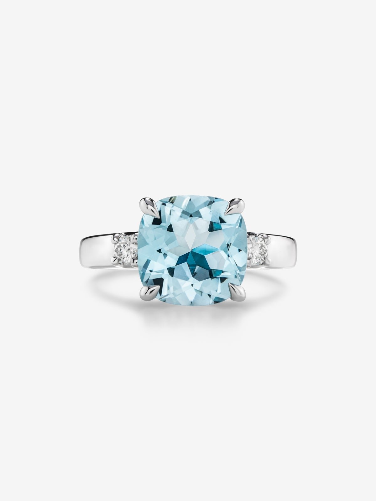 Anillo tresillo de plata 925 con topacio y diamantes