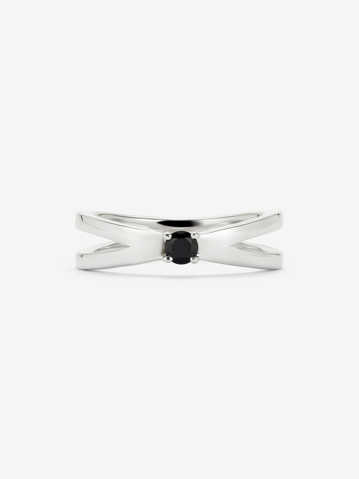 925 silver cross ring with brilliant cut black spinel
