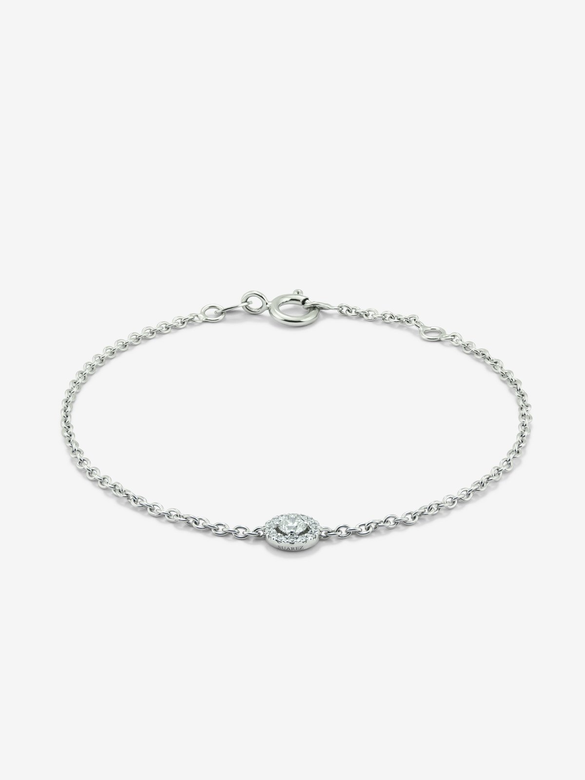 18K white gold bracelet with pave diamonds chain